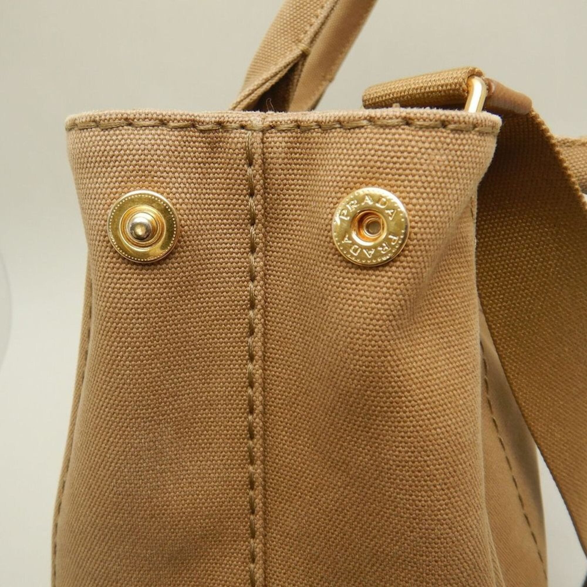 Prada Canapa Gold Canvas Tote Bag (Pre-Owned)