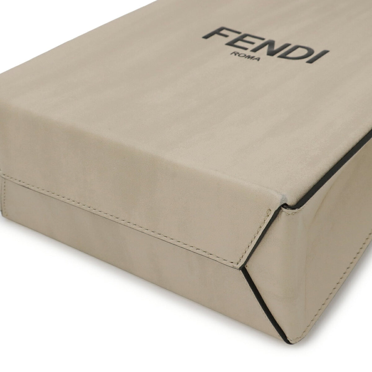 Fendi Beige Black Leather Handbag Shoulder Bag (Pre-Owned)