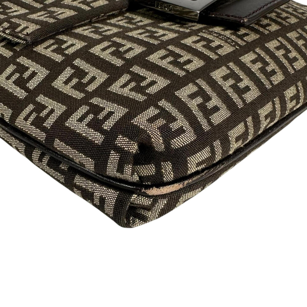 Fendi Brown Canvas Leather Shoulder Bag (Pre-Owned)