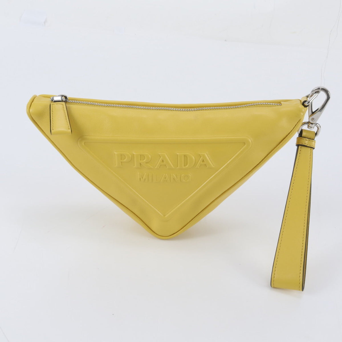 Prada Yellow Leather Clutch Bag Handbag Pouch (Pre-Owned)
