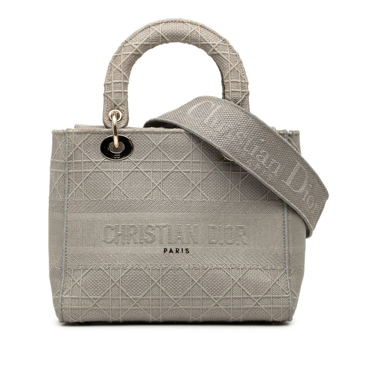 Christian Dior Gray Canvas Handbag Shoulder Bag (Pre-Owned)