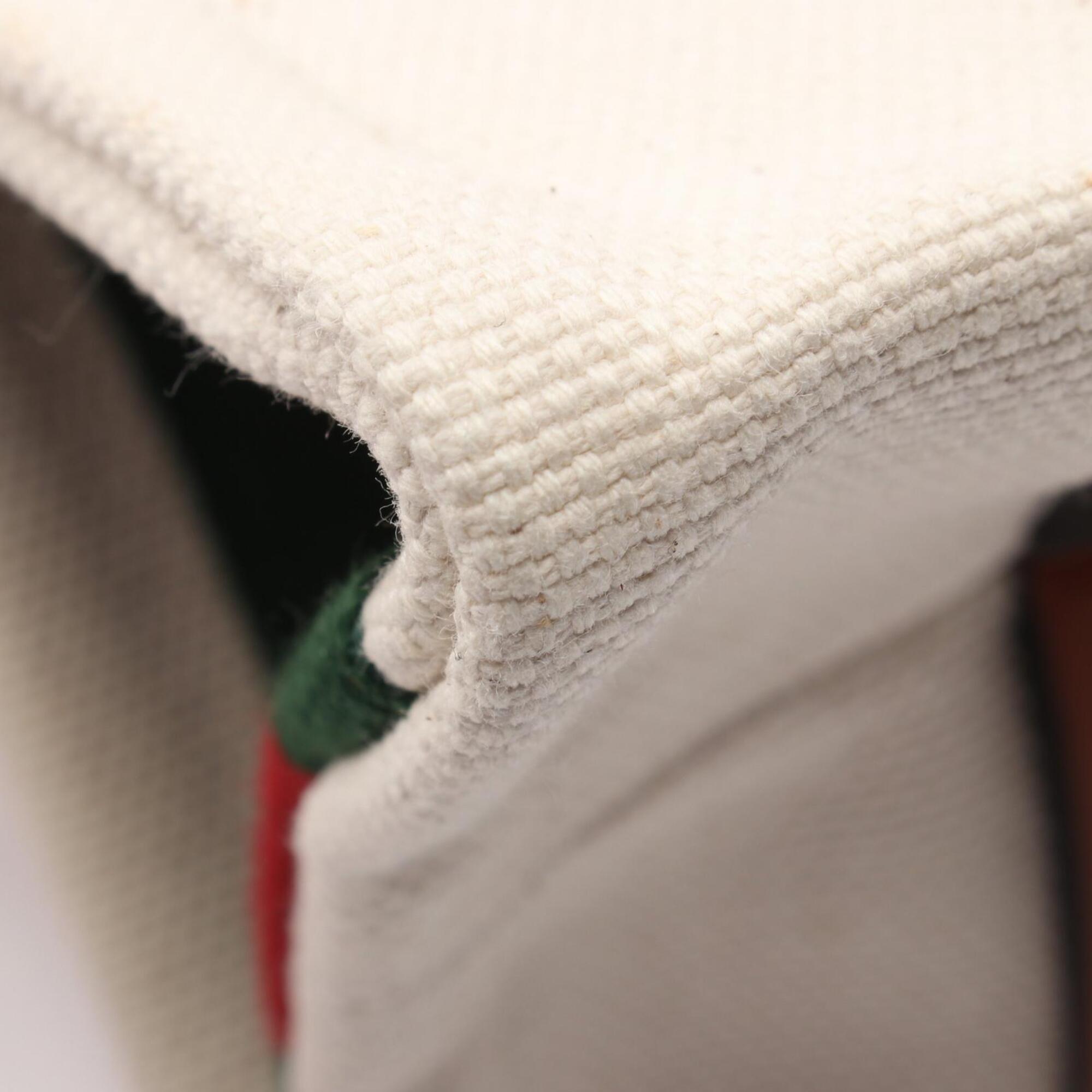 Gucci Brown Multi-Color White Canvas Leather Handbag Tote Bag (Pre-Owned)