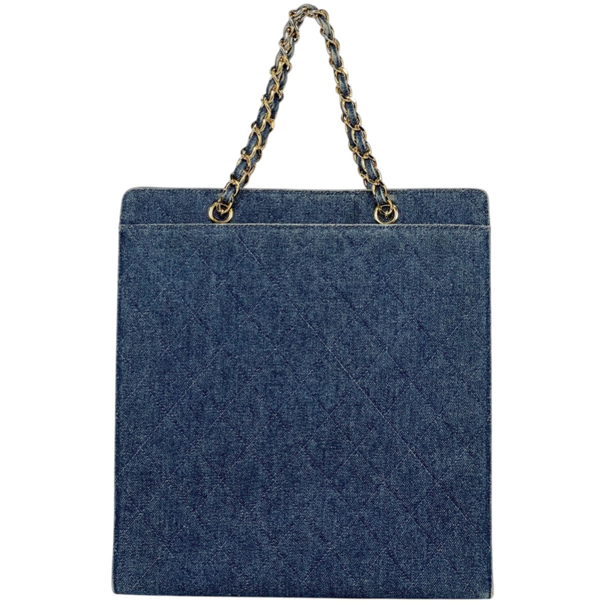 Chanel Matelasse Blue Denim Handbag Tote Bag (Pre-Owned)