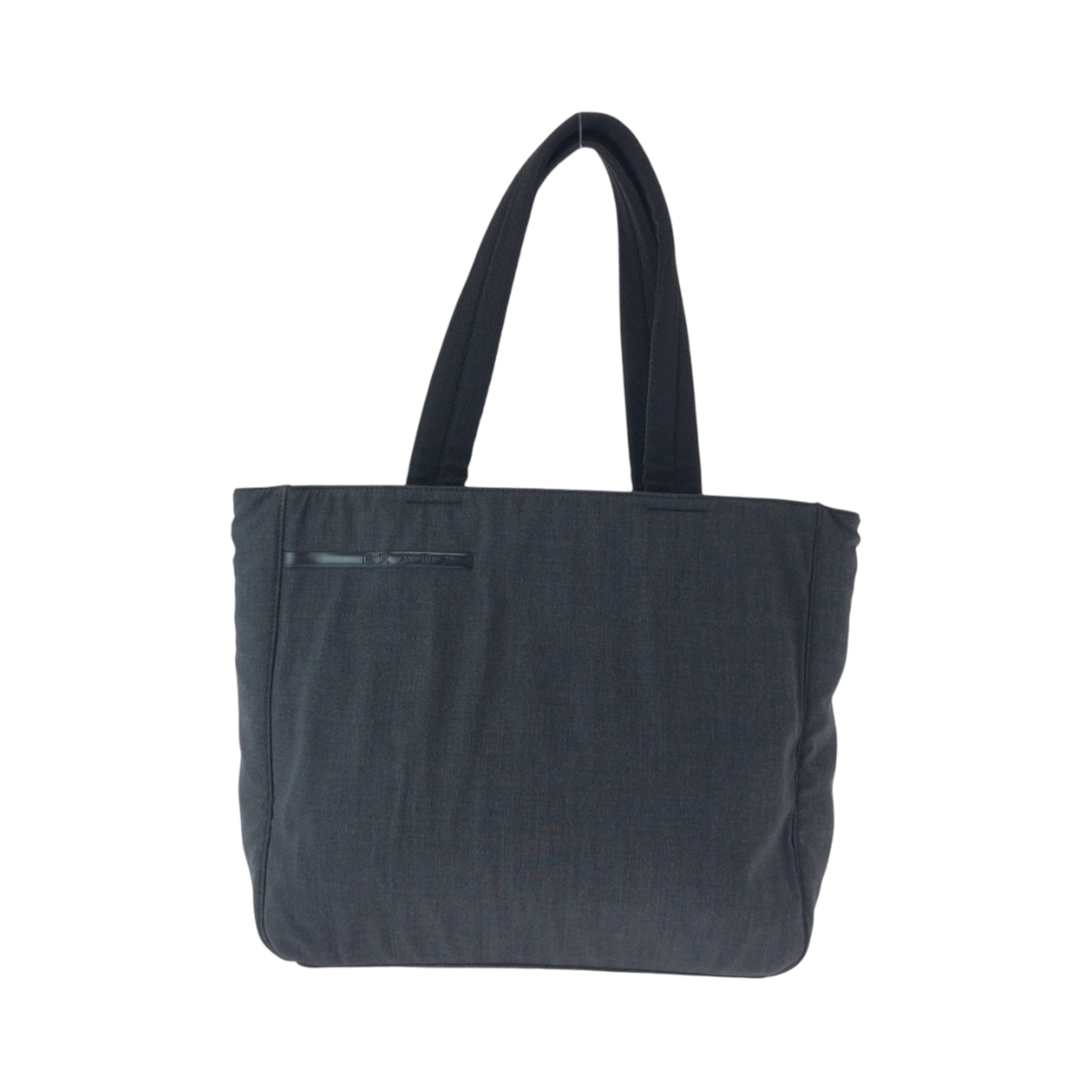 Prada Black Gray Canvas Shoulder Bag Tote Bag (Pre-Owned)