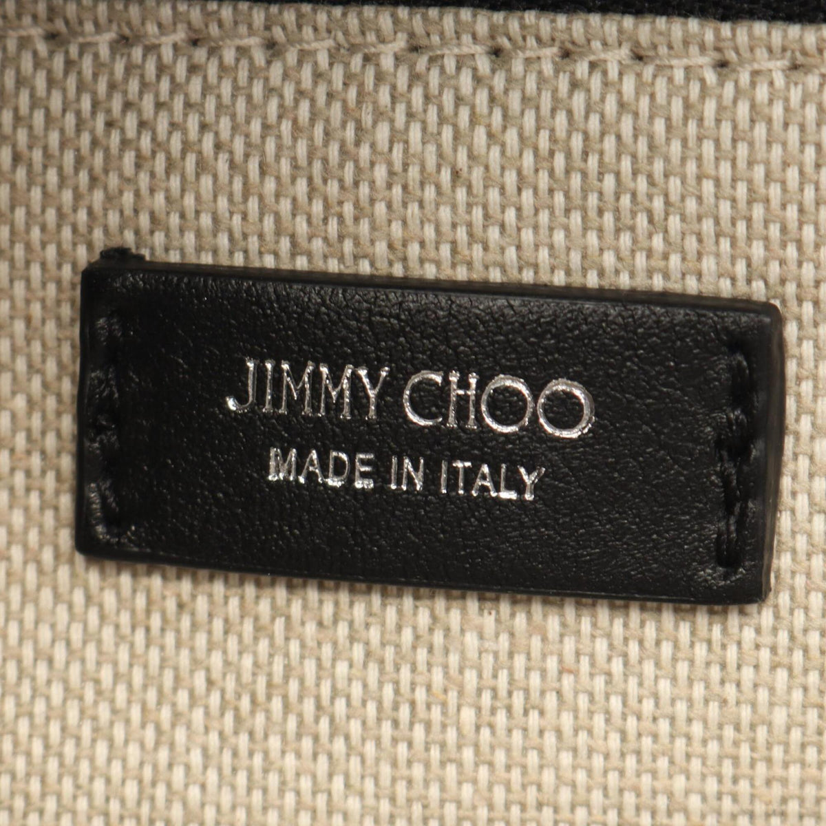 Jimmy Choo Black Ivory Canvas Leather Handbag Tote Bag (Pre-Owned)