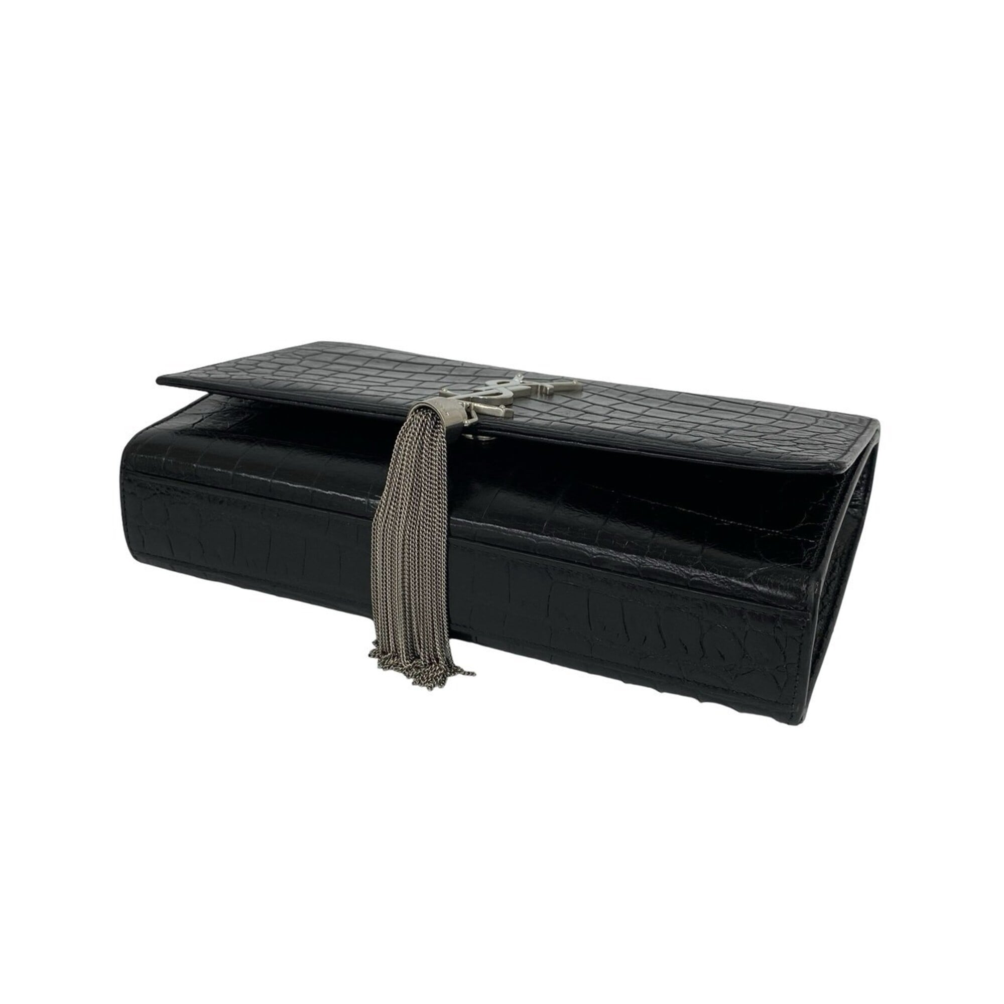 Yves Saint Laurent Black Leather Pochette Shoulder Bag (Pre-Owned)