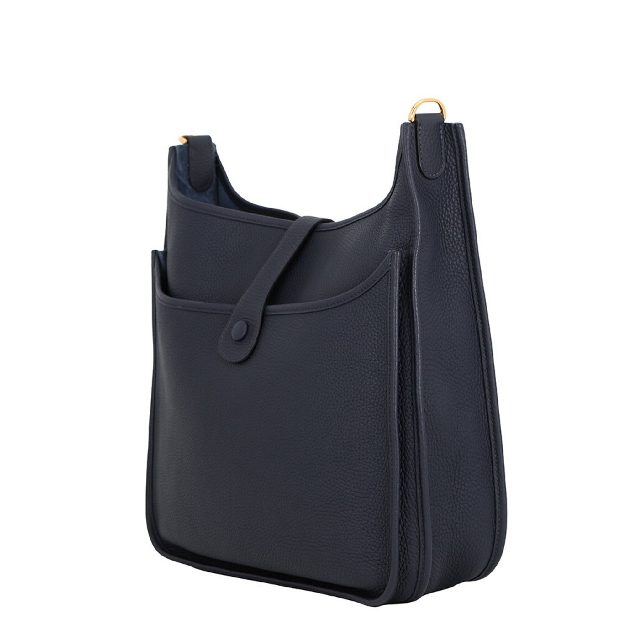 Hermes Evelyne Blue Nuit Taurillon Clemence Leather Handbag Shoulder Bag (Pre-Owned)
