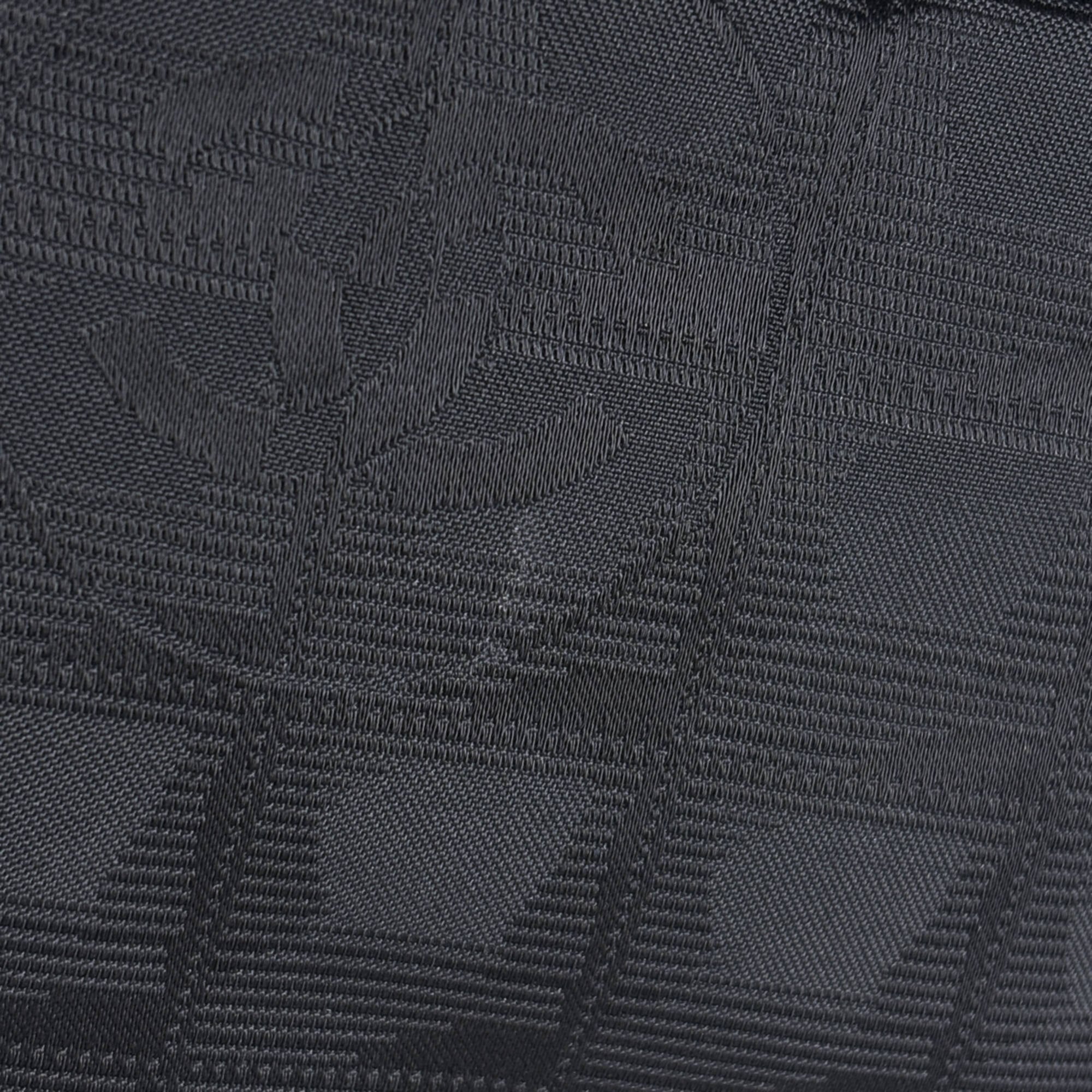 Chanel New Travel Line Black Jacquard Leather Shoulder Bag (Pre-Owned)