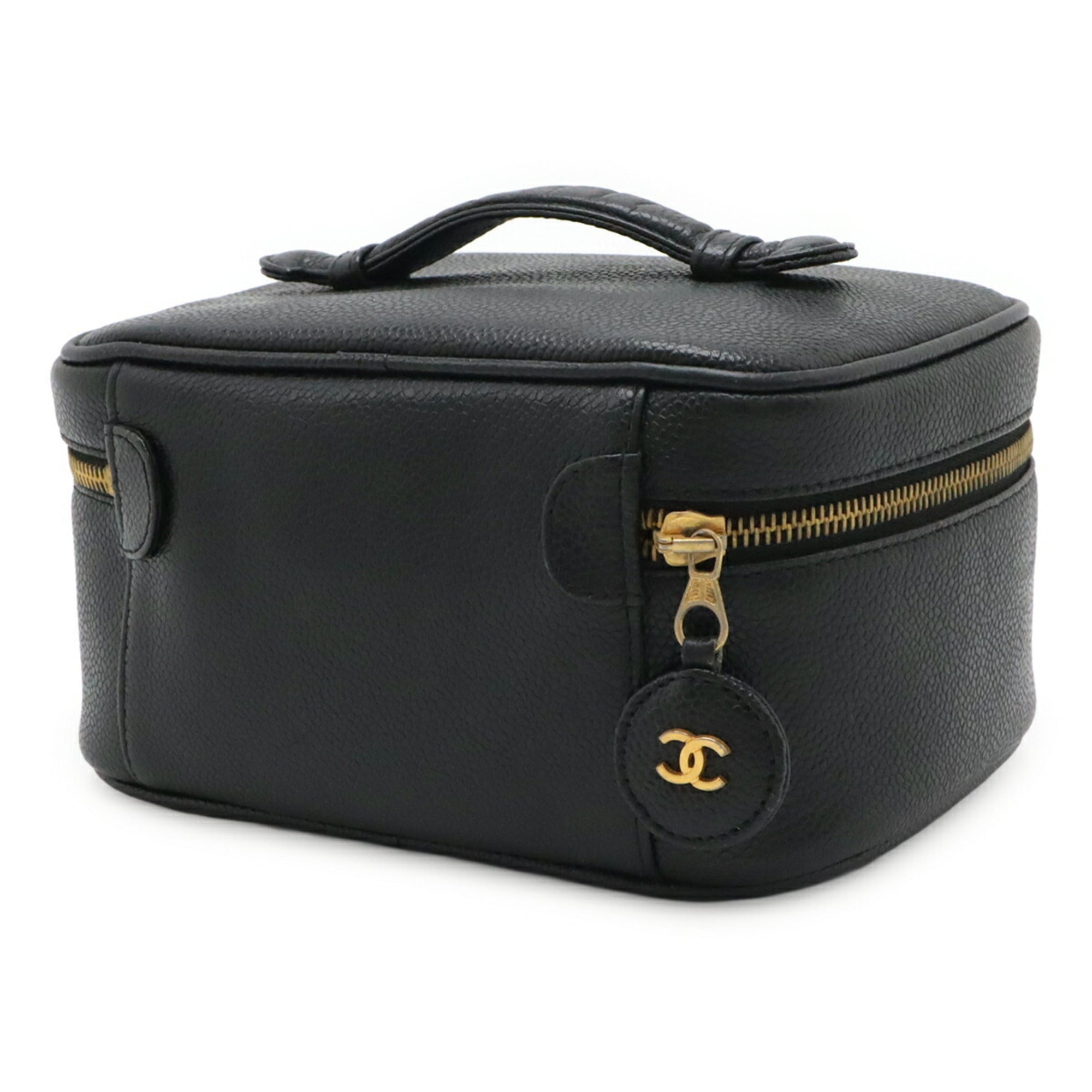 Chanel Black Grained Calfskin Handbag Pouch Vanity Bag (Pre-Owned)