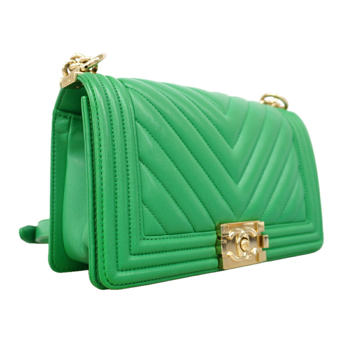 Chanel Green Leather Shoulder Bag (Pre-Owned)