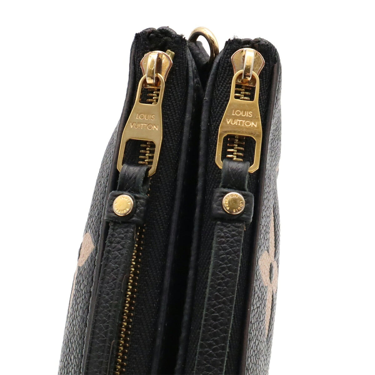 Louis Vuitton Beige Black Monogram Empreinte Leather Clutch Bag Pochette Pouch Shoulder Bag (Pre-Owned)
