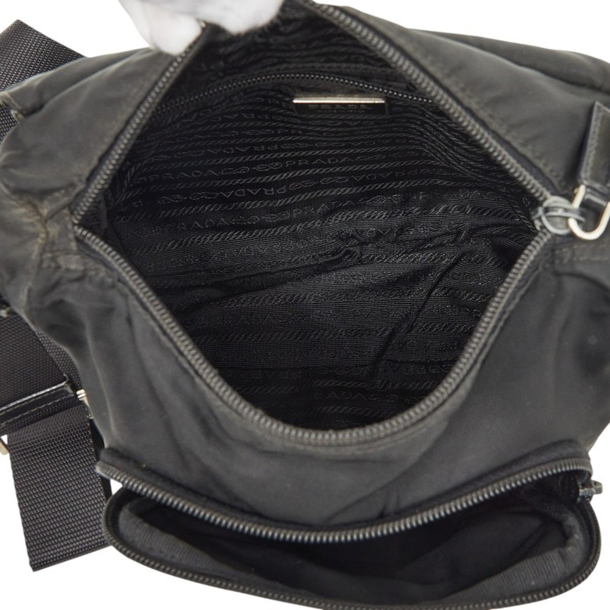 Prada Black Nylon Leather Shoulder Bag (Pre-Owned)