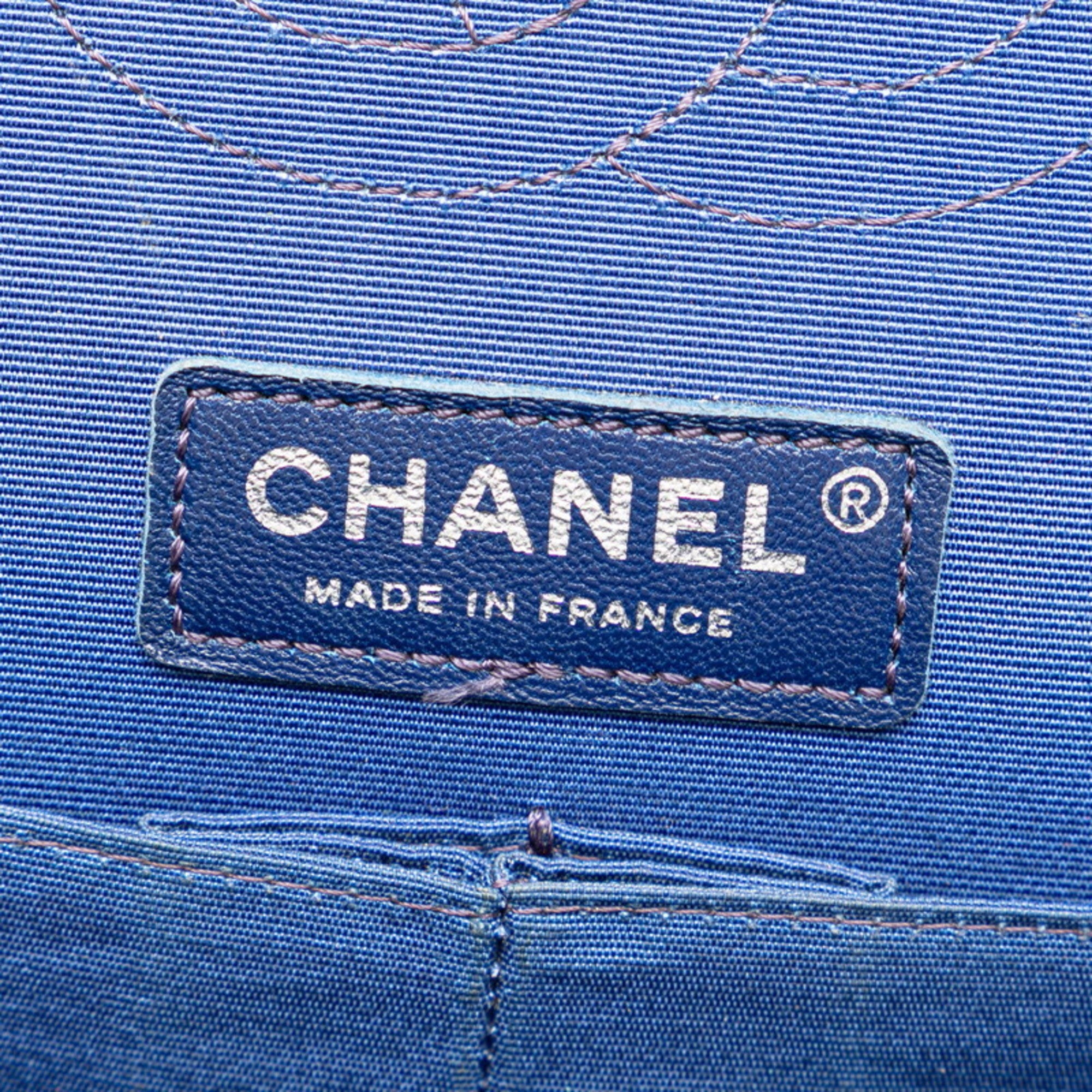 Chanel Blue Multi-Color Leather Shoulder Bag (Pre-Owned)