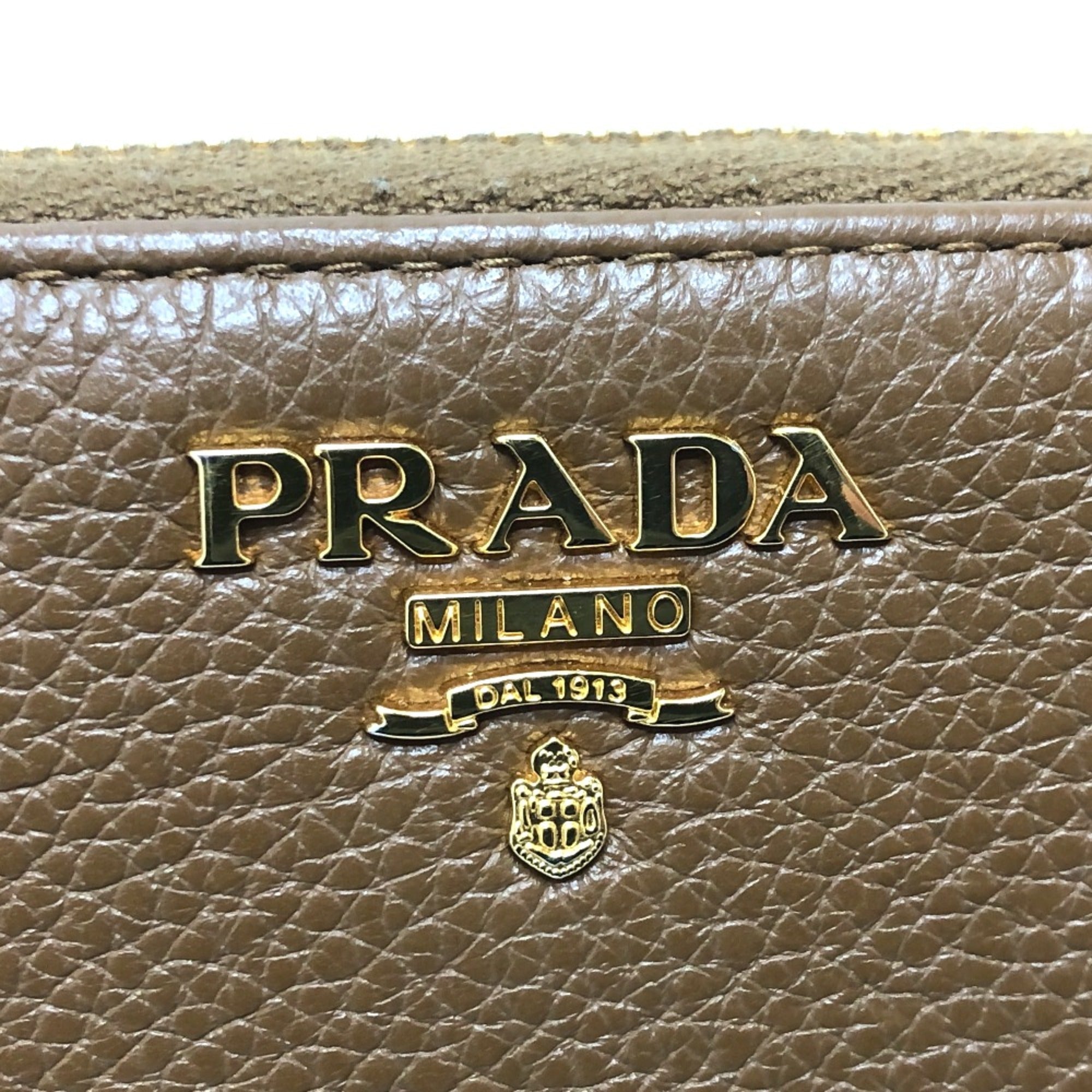 Prada Brown Leather Long Wallet (Bi-Fold) (Pre-Owned)