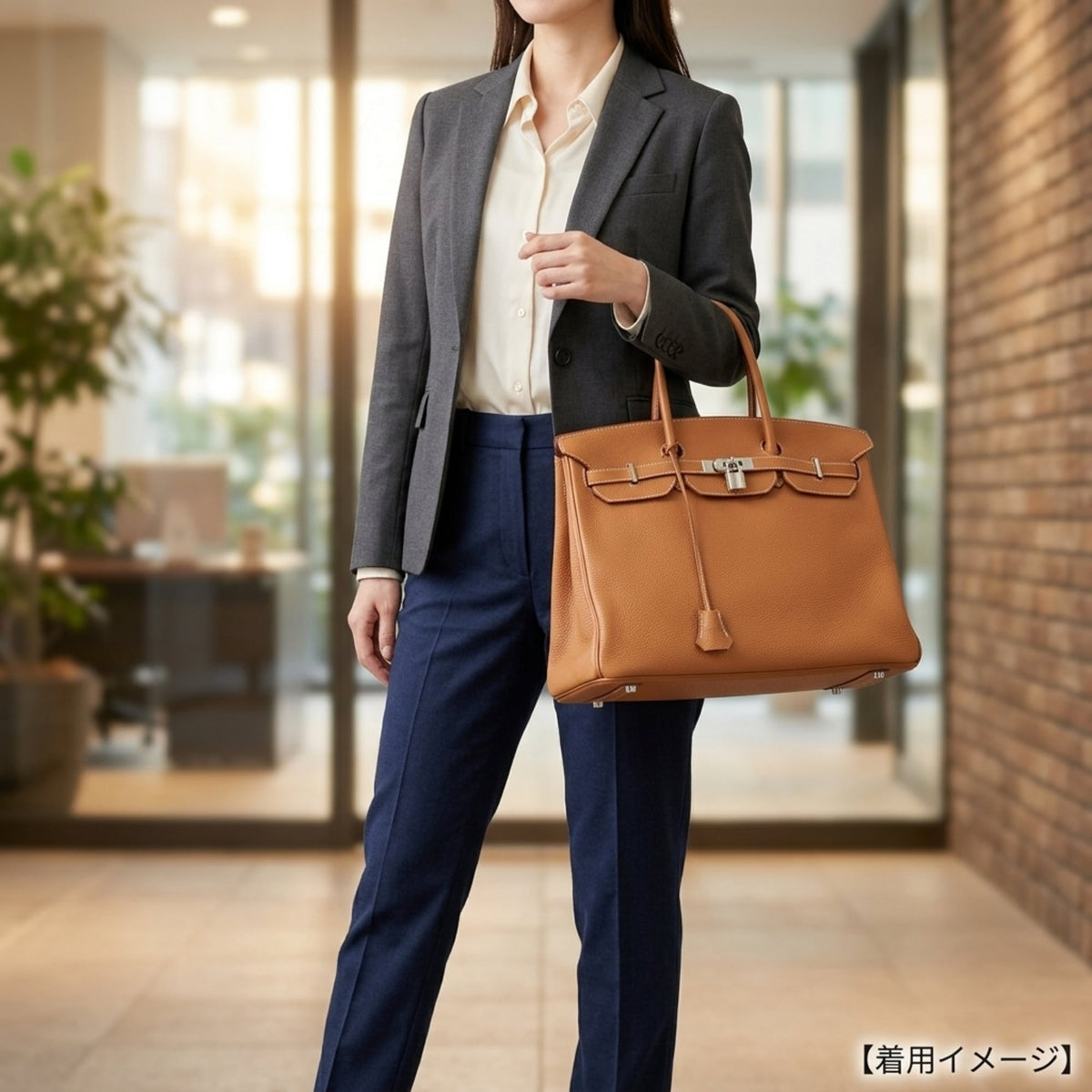 Hermes Brown Gold Leather Handbag (Pre-Owned)