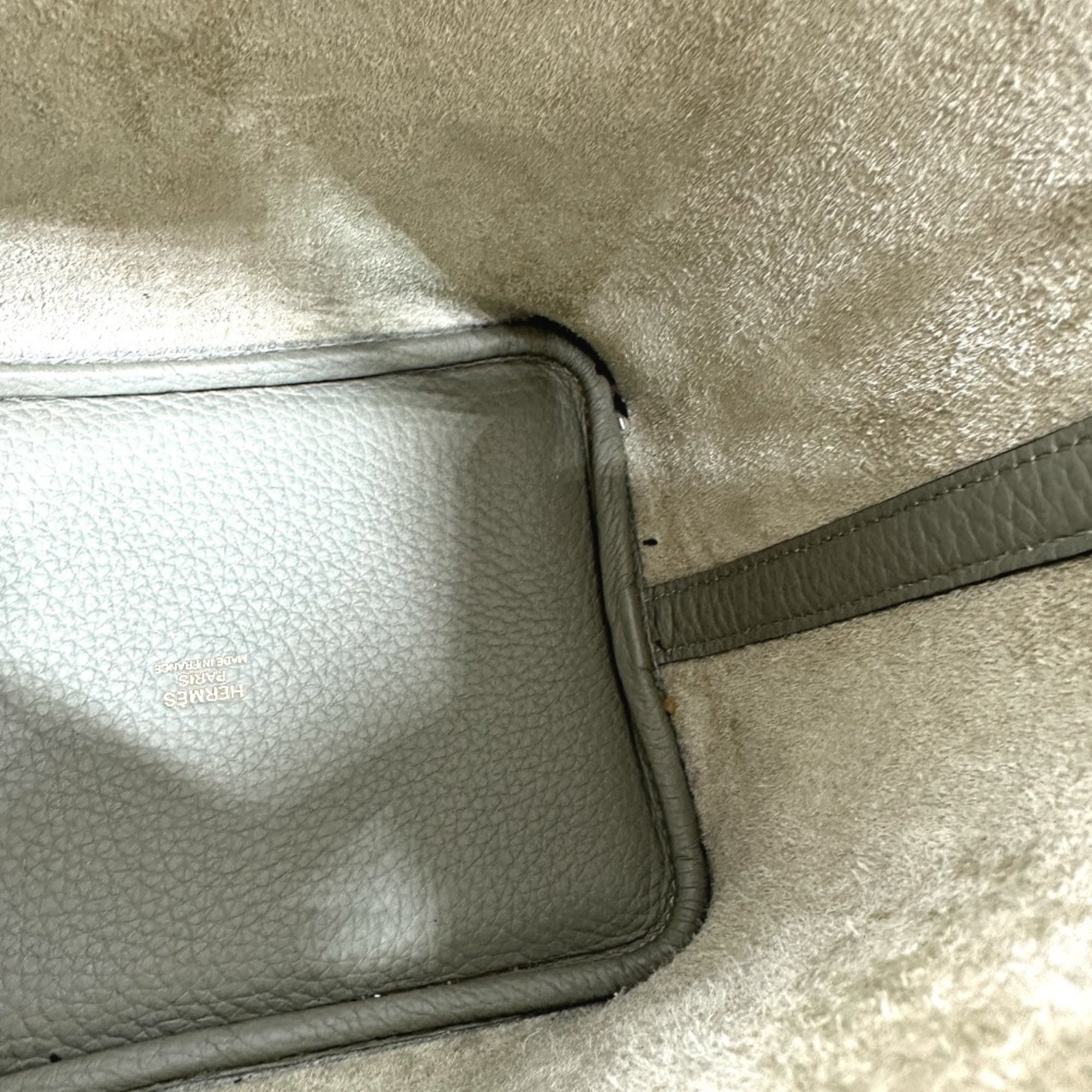 Hermes Picotin Gray Taurillon Clemence Leather Handbag (Pre-Owned)
