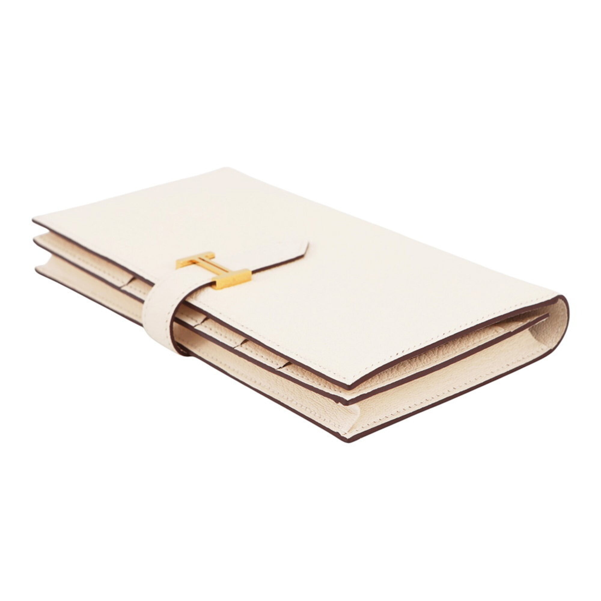 Hermes Ivory Chevre Leather Long Wallet (Bi-Fold) (Pre-Owned)
