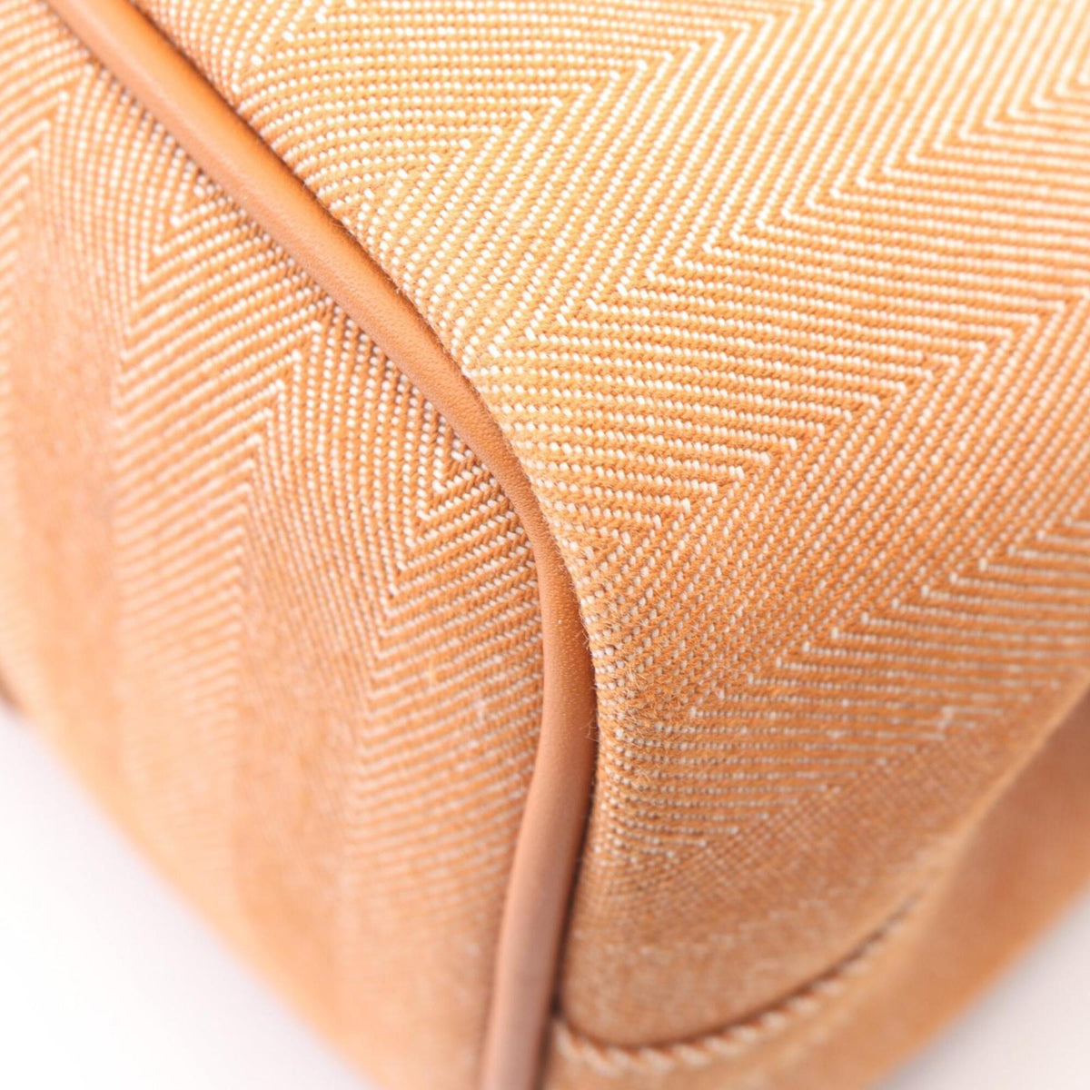 Hermes Brown Toile Chevron Swift Leather Handbag (Pre-Owned)
