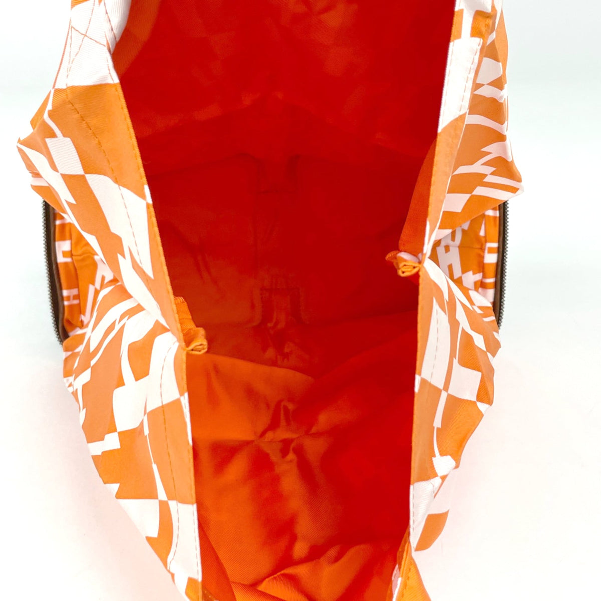 Hermes Brown Orange Leather Silk Eco-Bag Tote Bag (Pre-Owned)
