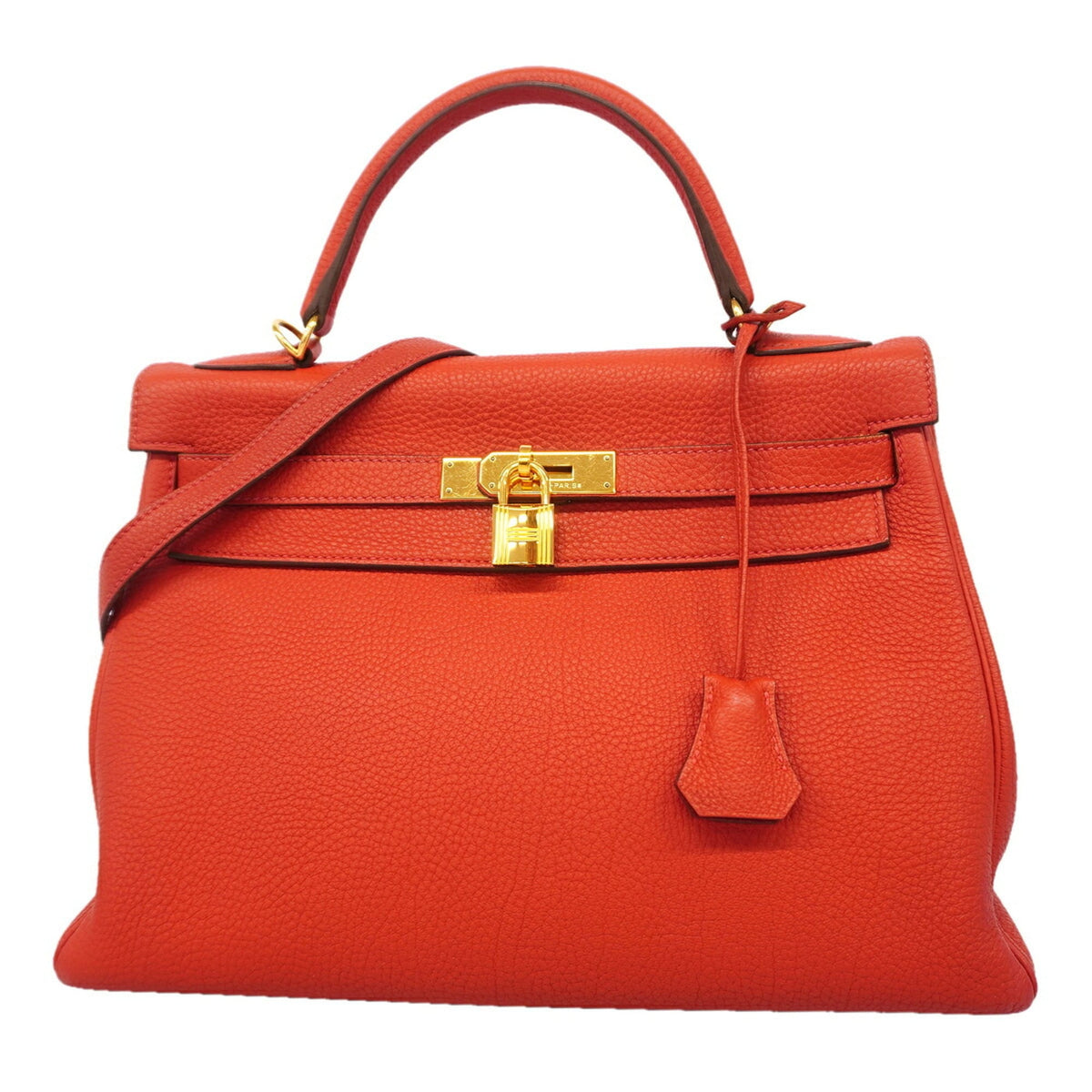 Hermes Rouge Casaque Togo Leather Handbag (Pre-Owned)