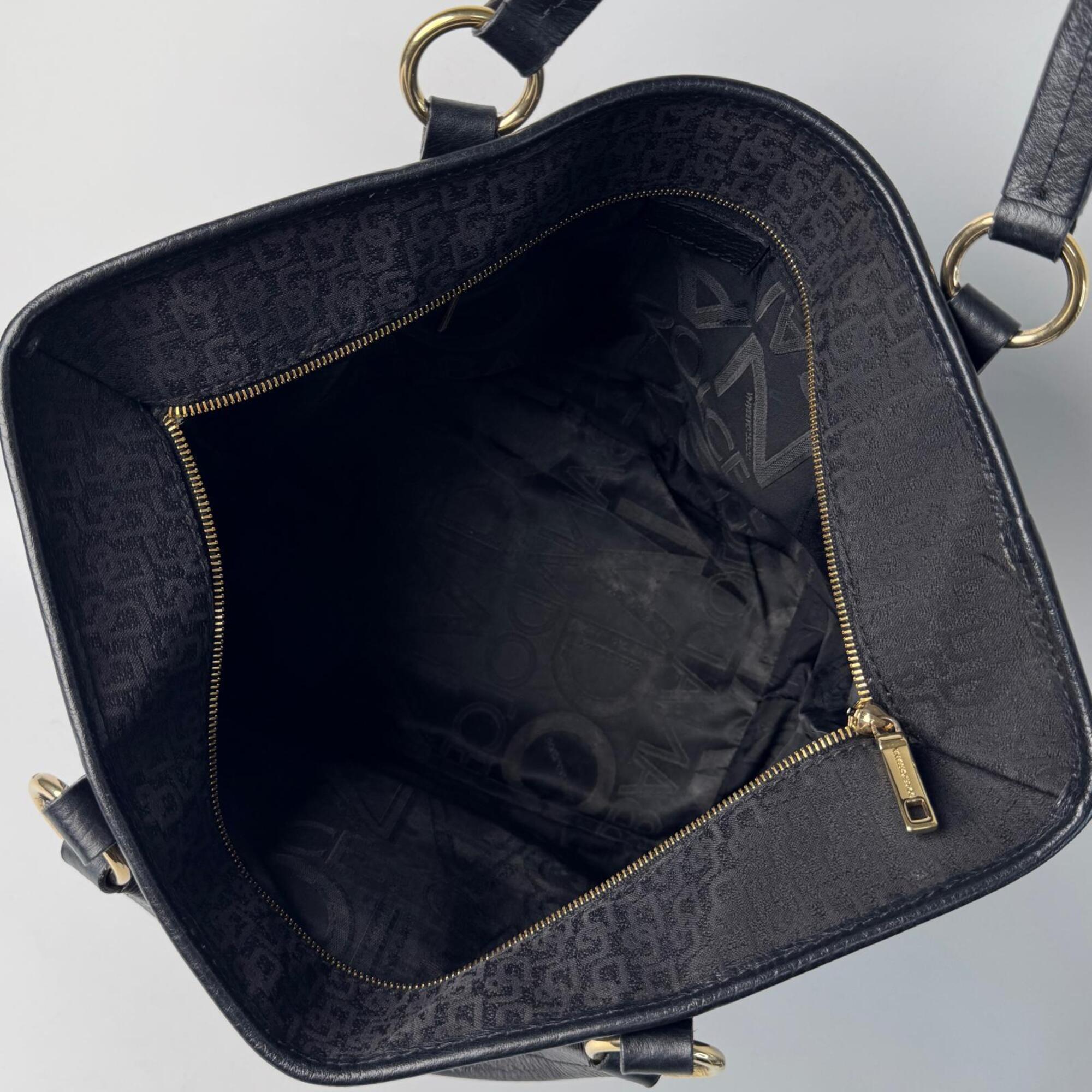 Dolce & Gabbana Dark Brown Canvas Leather Handbag Tote Bag (Pre-Owned)