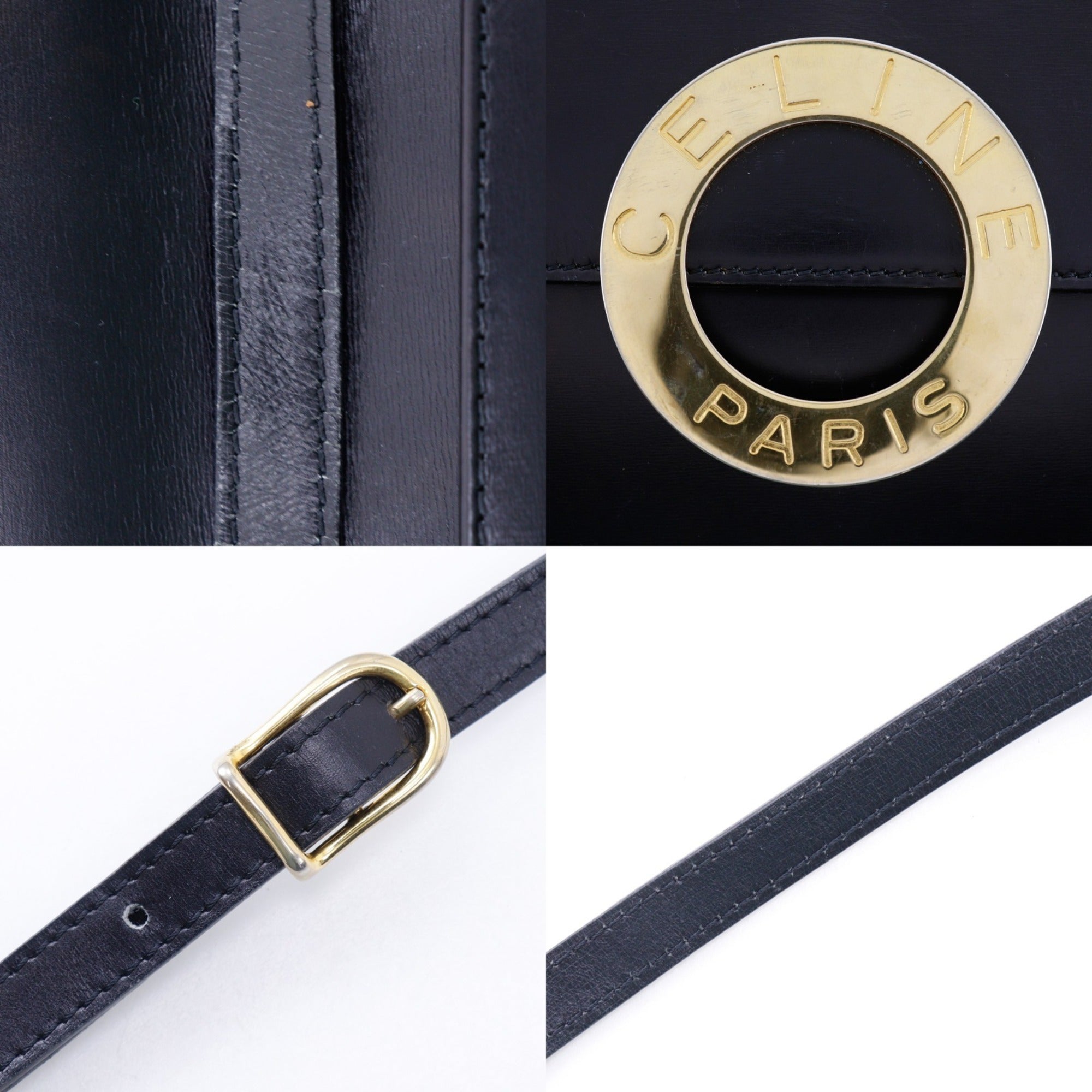 Celine Black Leather Clutch Bag Shoulder Bag (Pre-Owned)