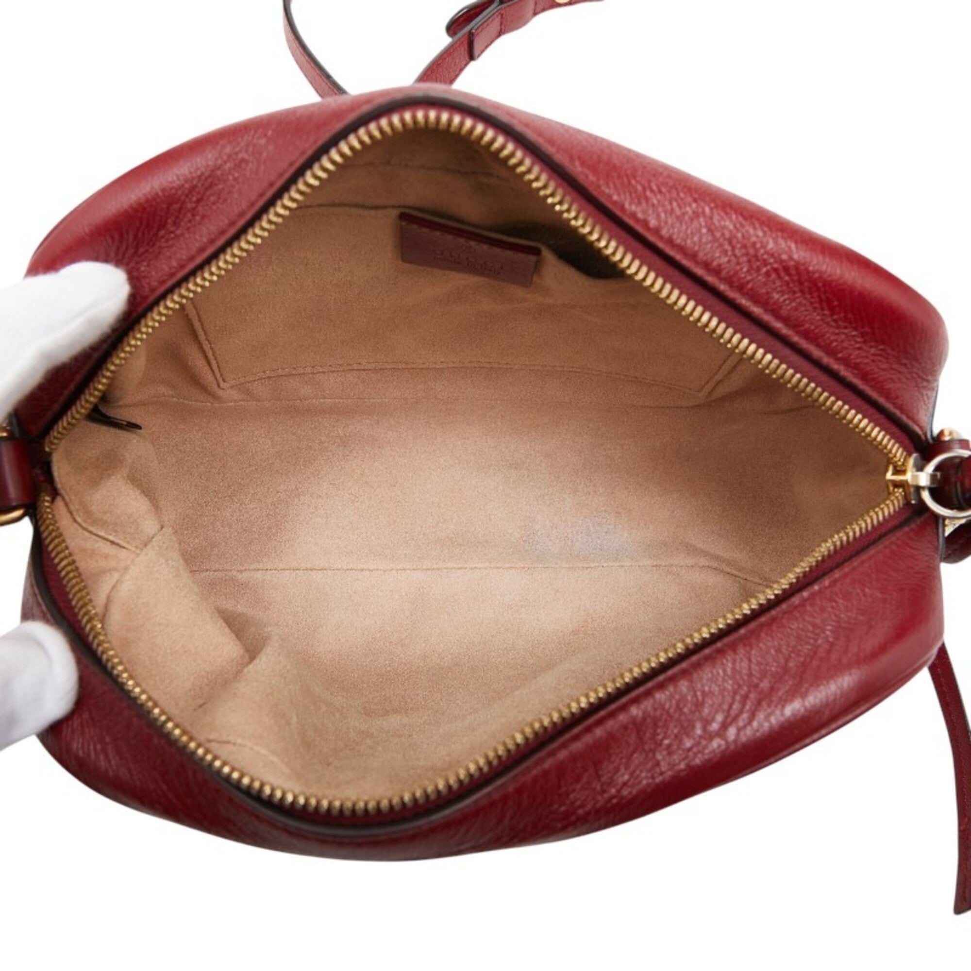 Gucci Beige Red Color Canvas Leather Shoulder Bag (Pre-Owned)