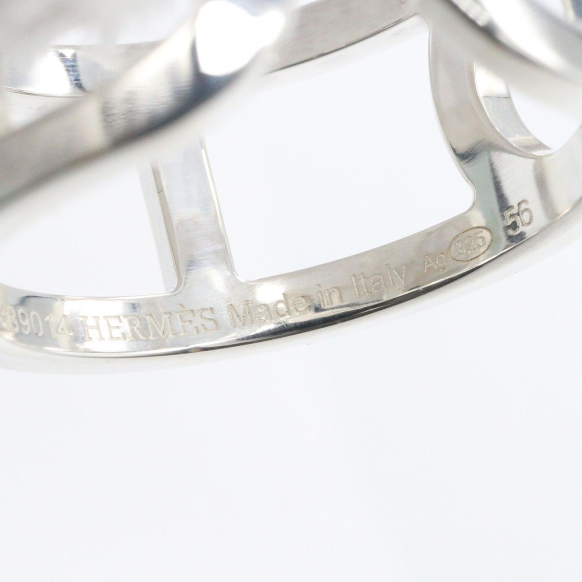 Hermes Silver Silver 925 Band Ring (Pre-Owned)