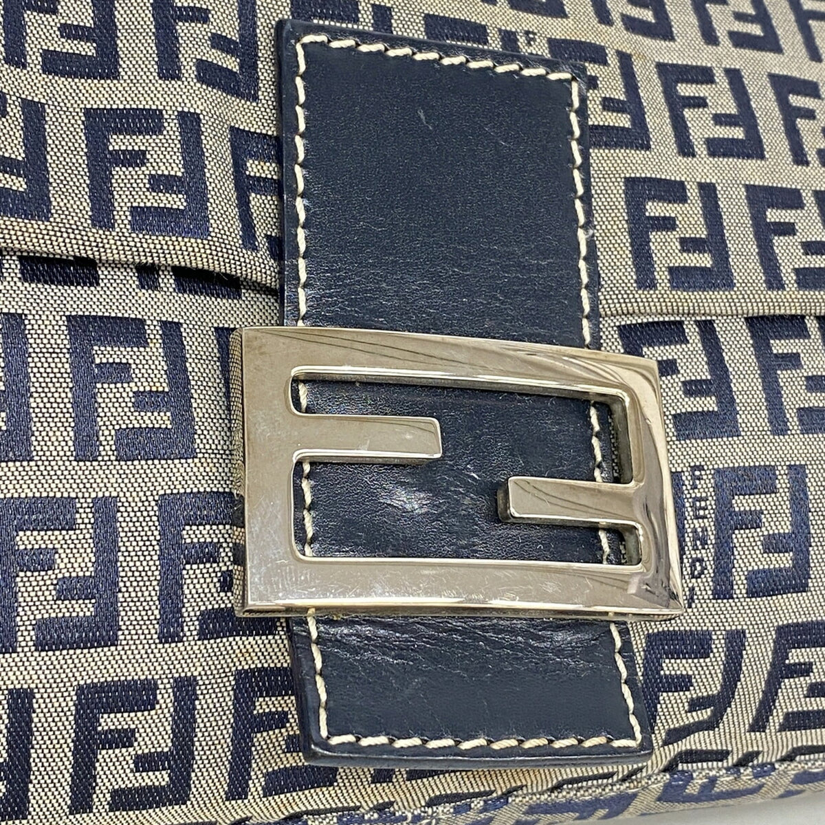 Fendi Navy Nylon Canvas Handbag (Pre-Owned)