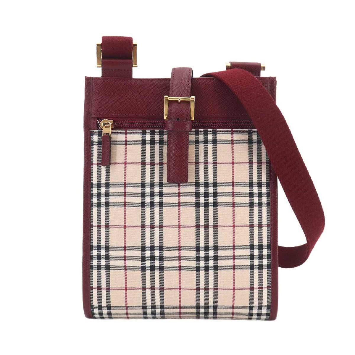 Burberry Beige Bordeaux Canvas Handbag Shoulder Bag (Pre-Owned)
