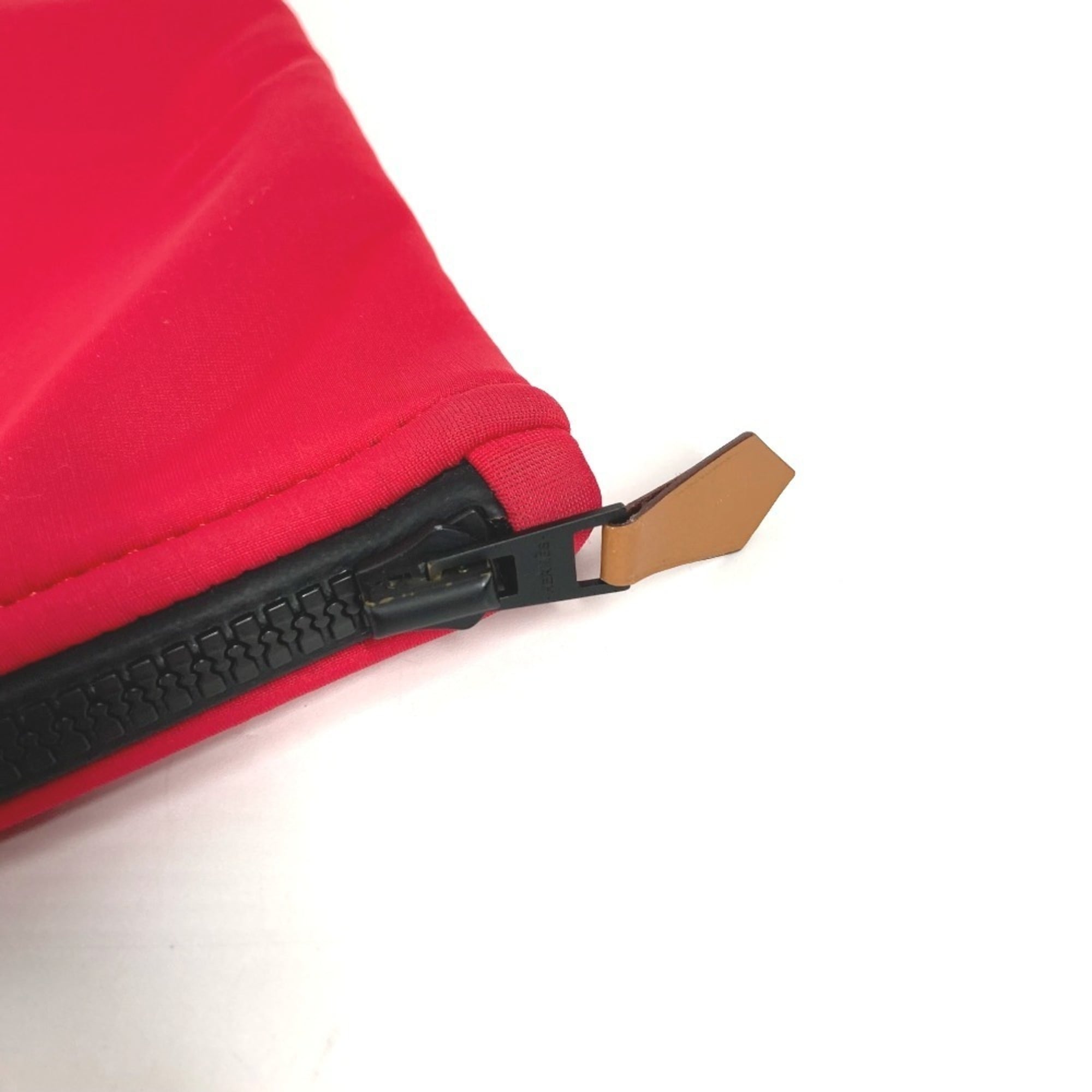 Hermes Red Color White Polyamide Clutch Bag Pouch (Pre-Owned)