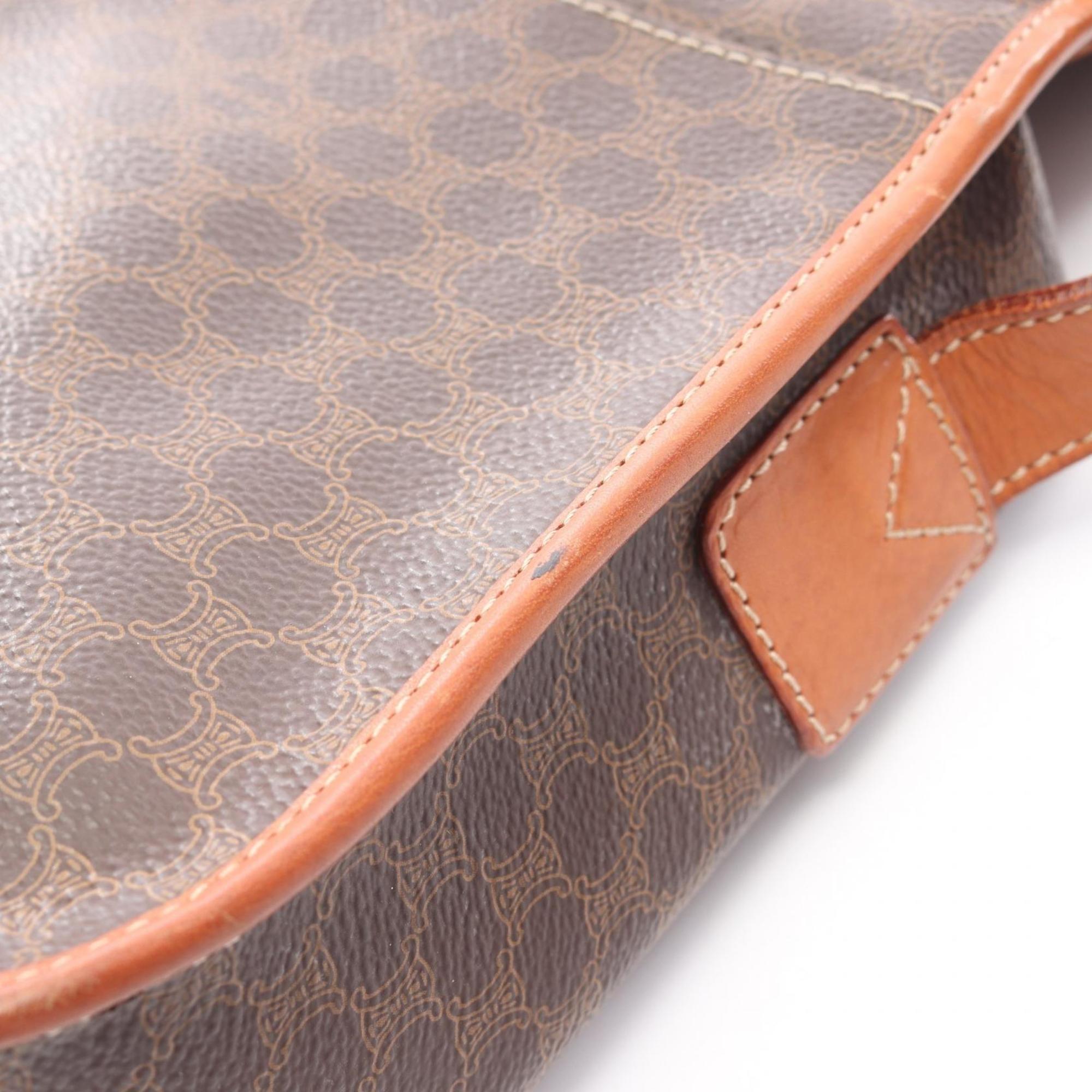 Celine Brown Coated Canvas Leather Shoulder Bag (Pre-Owned)