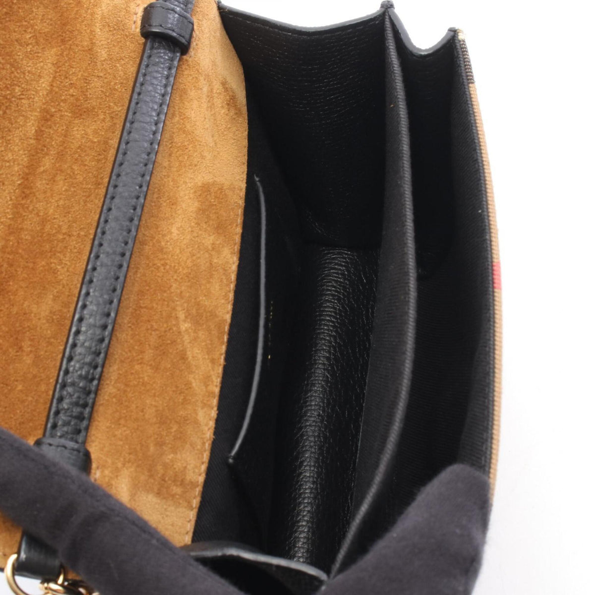 Burberry Beige Black Multi-Color Canvas Leather Handbag Shoulder Bag (Pre-Owned)