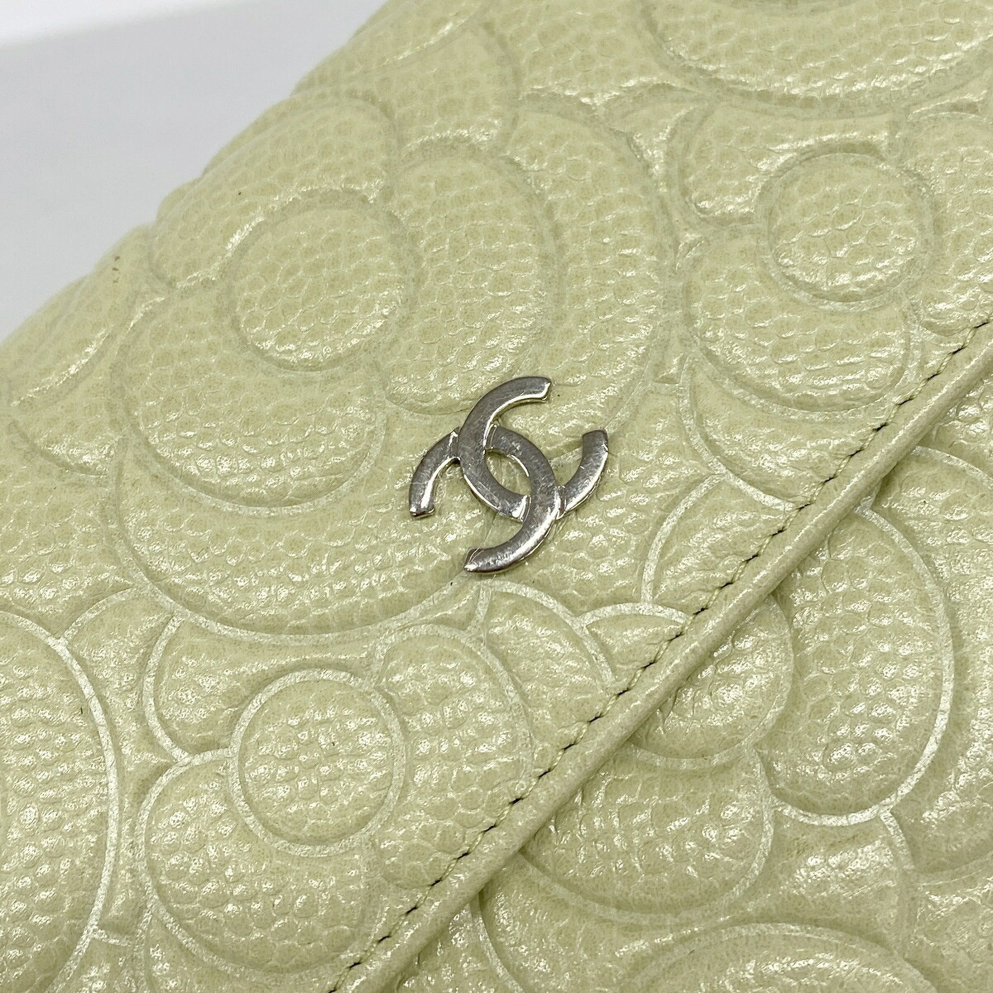 Chanel Green Grained Calfskin Long Wallet (Bi-Fold) (Pre-Owned)