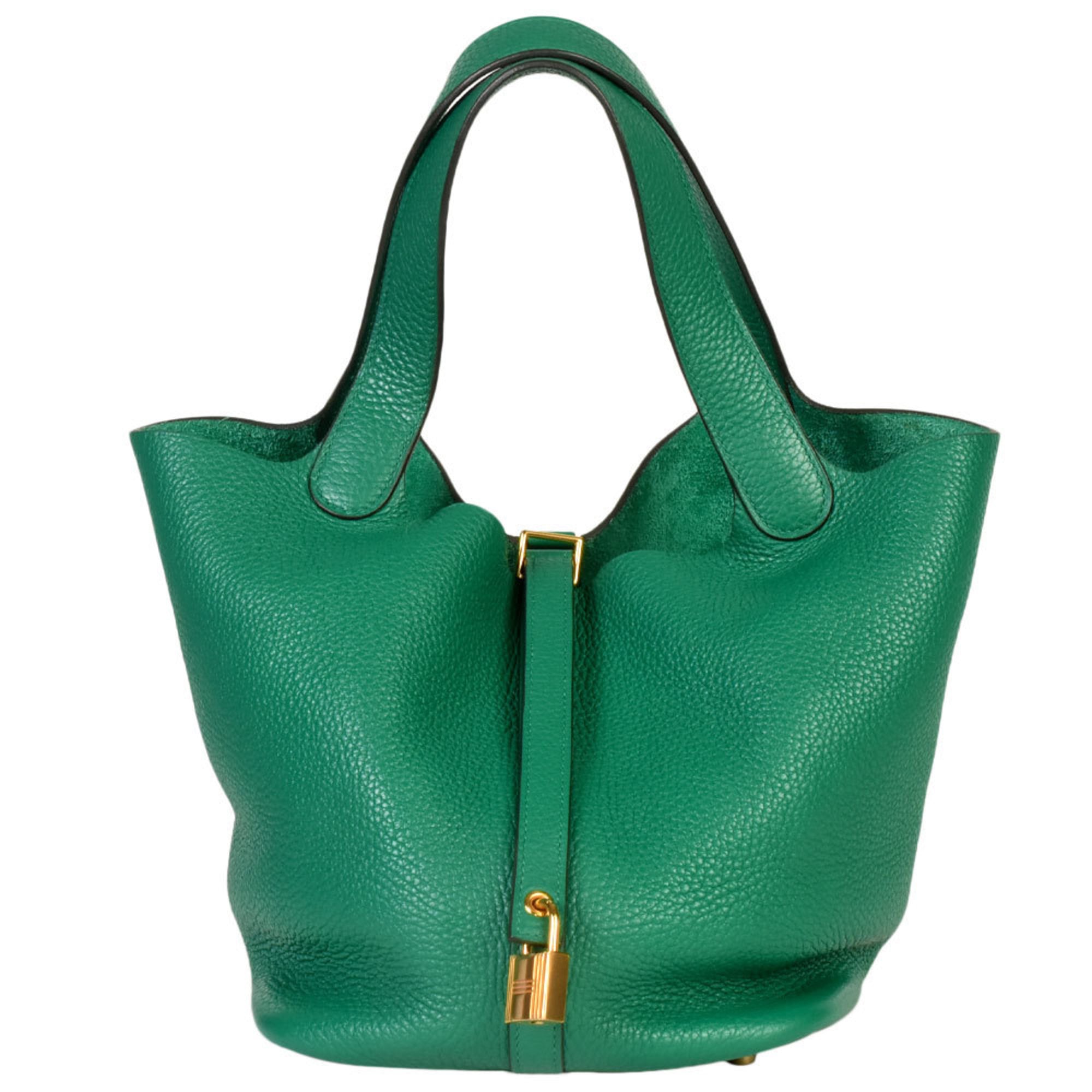 Hermes Green Taurillon Clemence Leather Handbag (Pre-Owned)