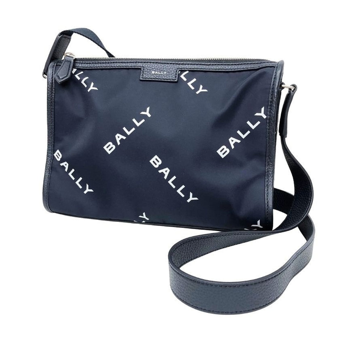 Bally Navy Nylon Messenger Bag Shoulder Bag (Pre-Owned)