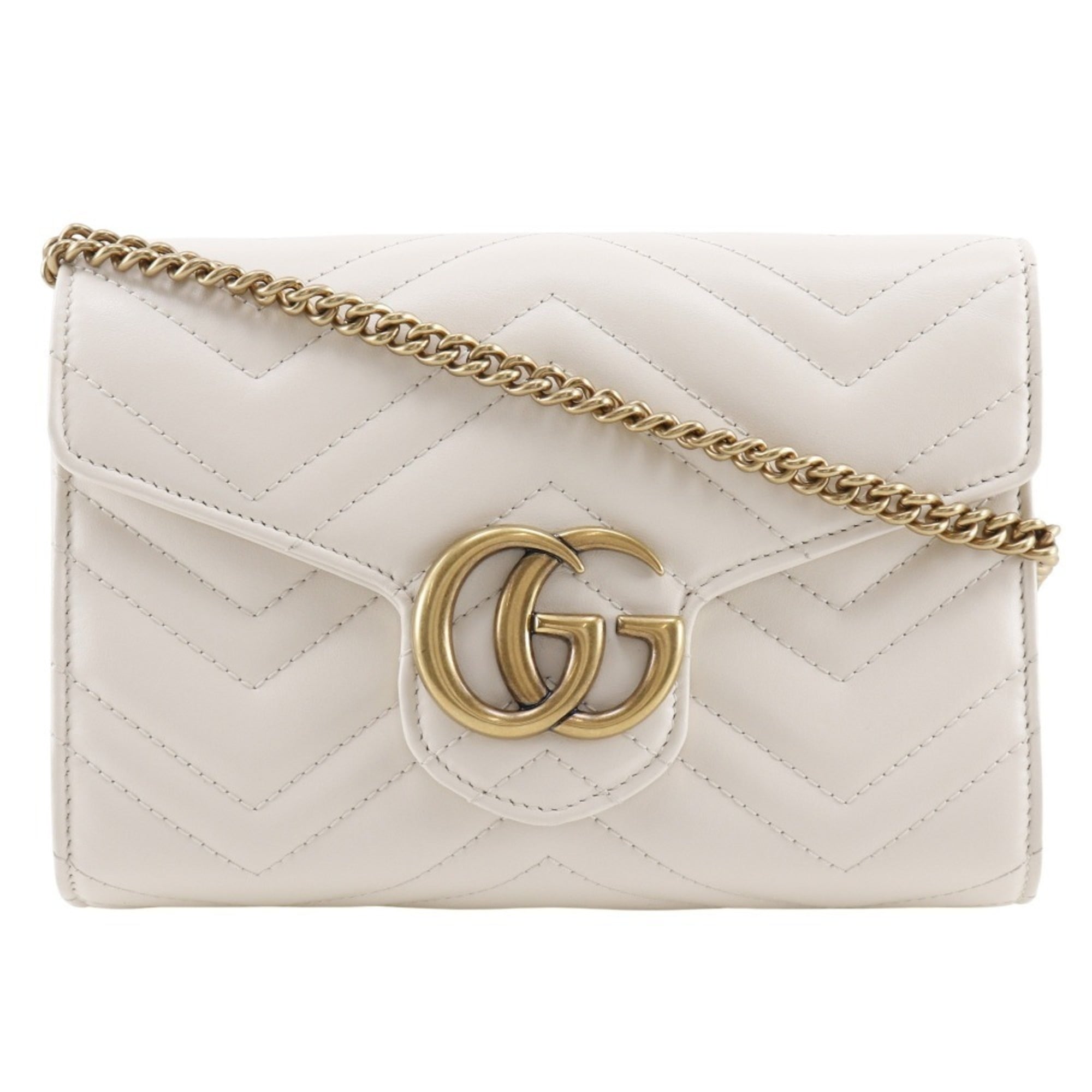 Gucci White Leather Chain/Shoulder Wallet (Pre-Owned)