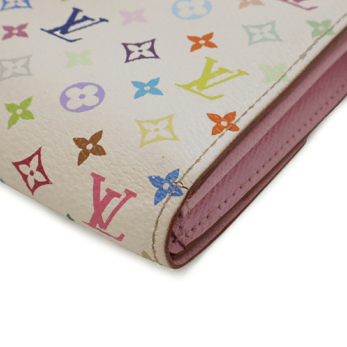 Louis Vuitton Blanc Litchi Monogram Canvas Long Wallet (Bi-Fold) (Pre-Owned)
