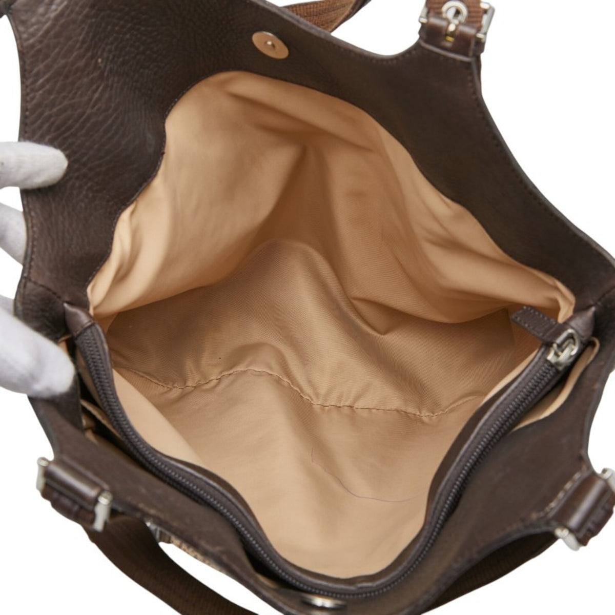 Christian Dior Trotter Beige Brown Leather Canvas Handbag Tote Bag (Pre-Owned)