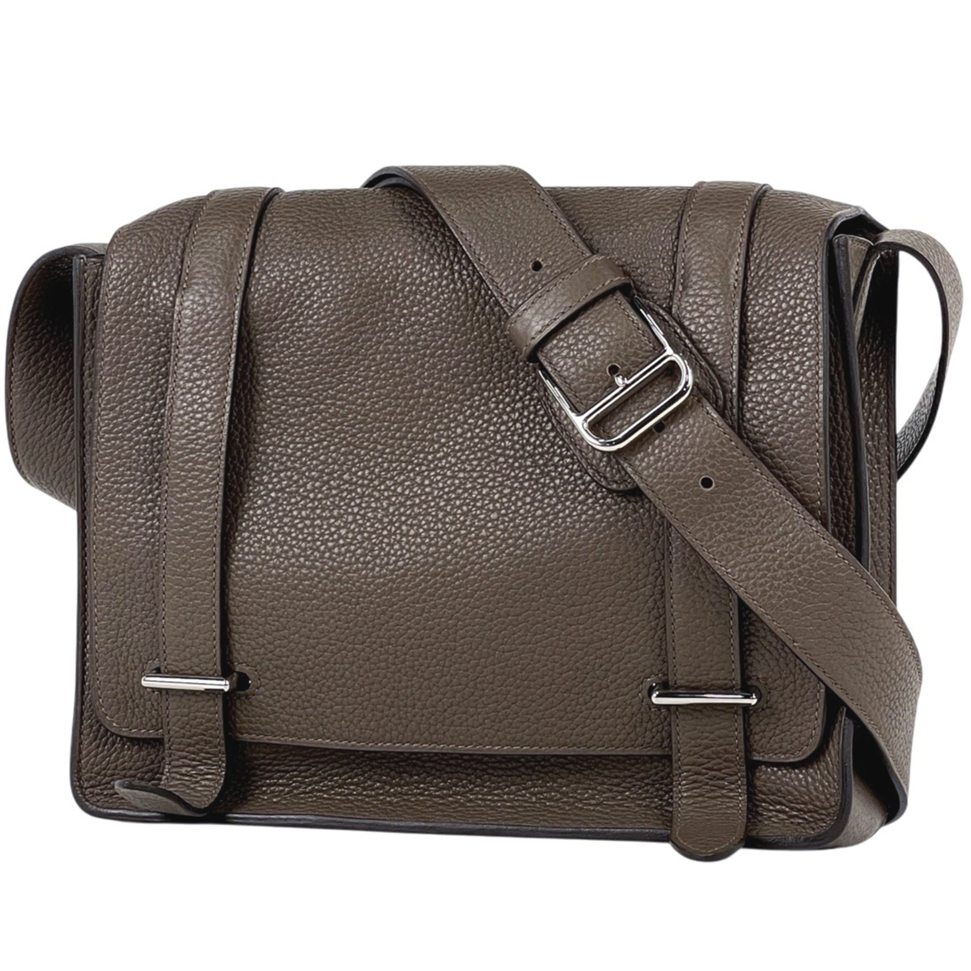 Hermes Etain Taurillon Clemence Leather Shoulder Bag (Pre-Owned)