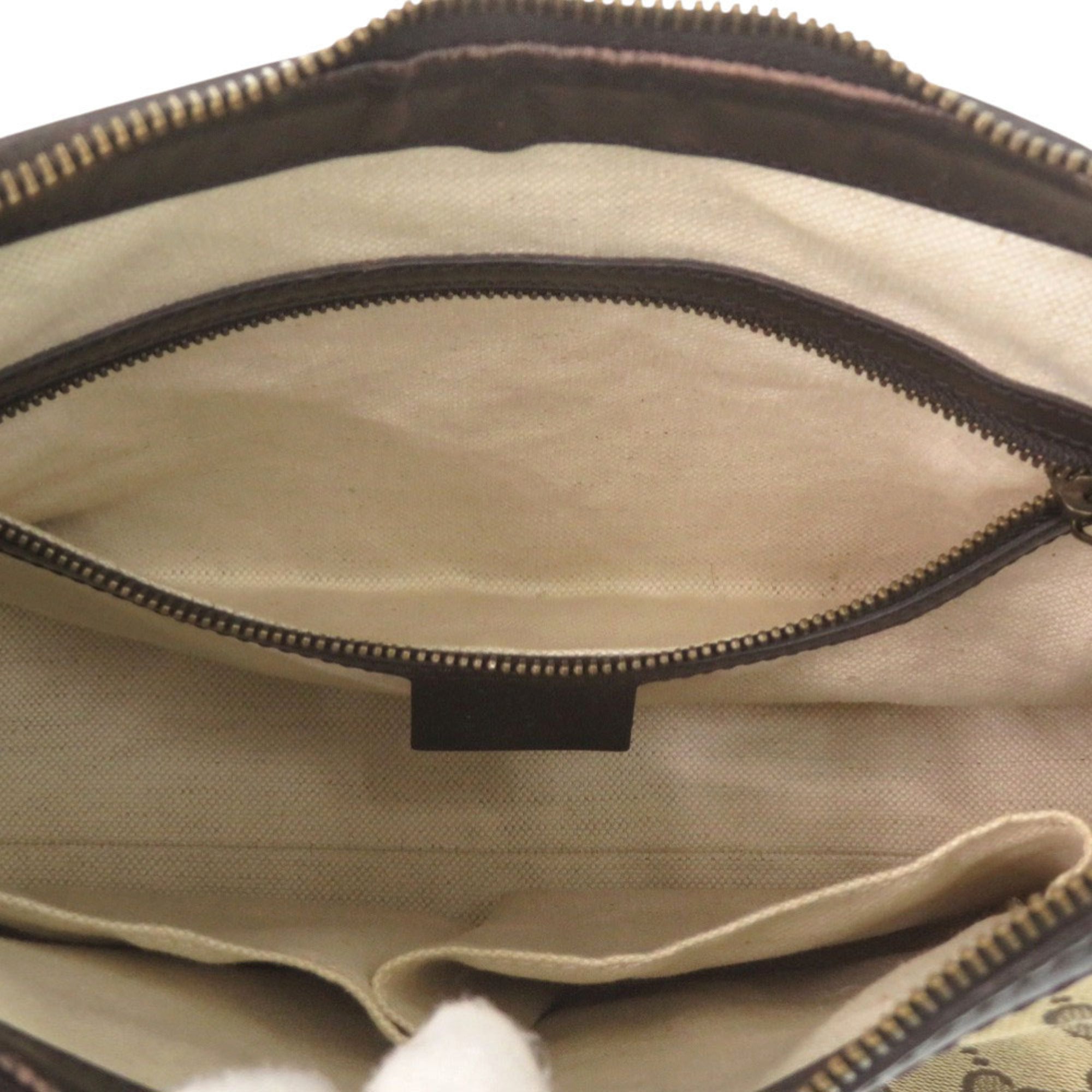 Gucci Beige Dark Brown Gg Canvas Leather Handbag Shoulder Bag (Pre-Owned)