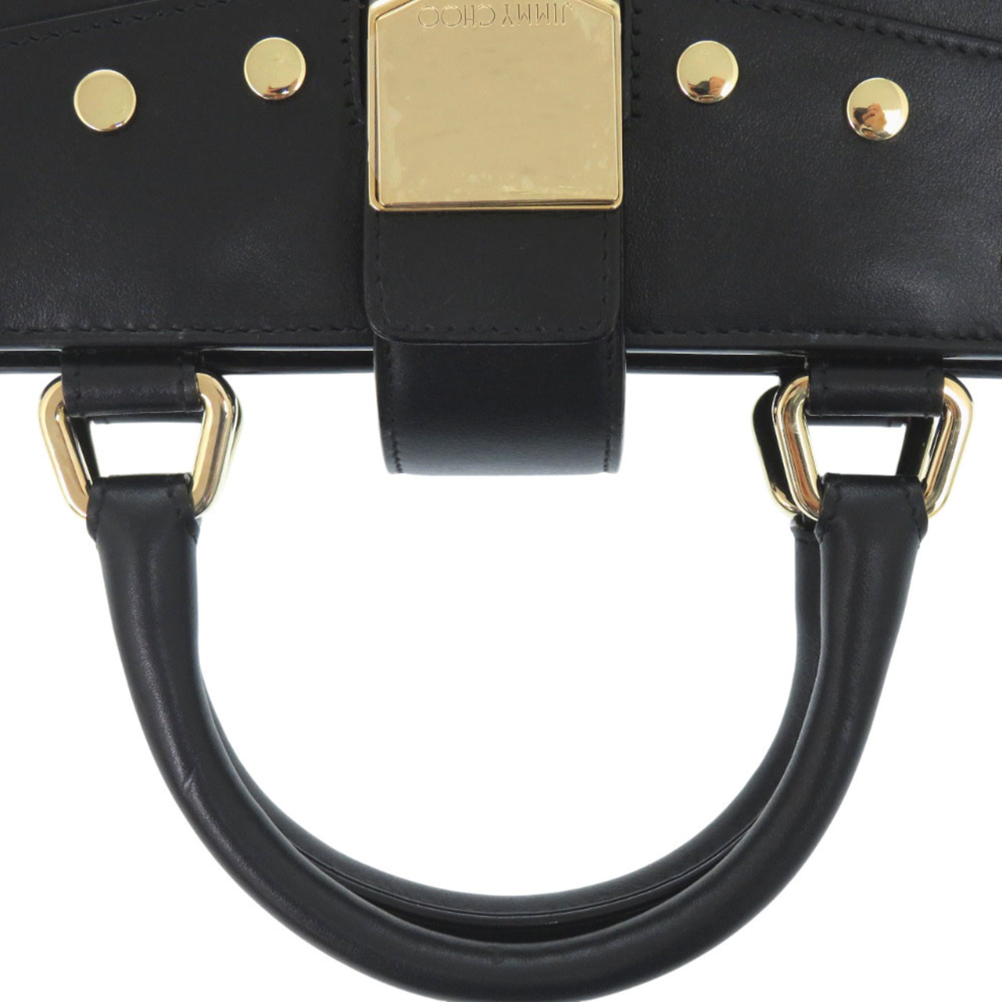 Jimmy Choo Black Leather Handbag Shoulder Bag (Pre-Owned)