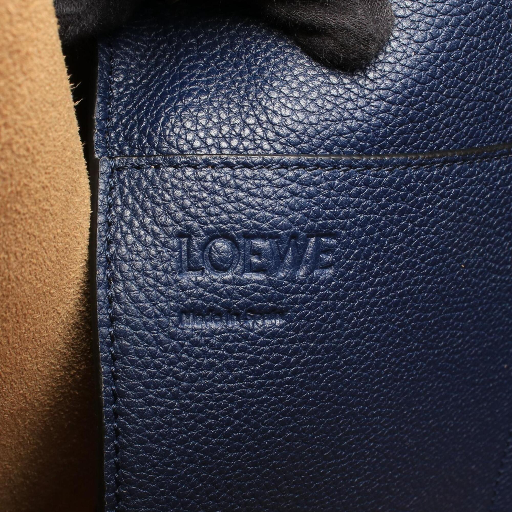 Loewe Navy Leather Handbag Tote Bag (Pre-Owned)