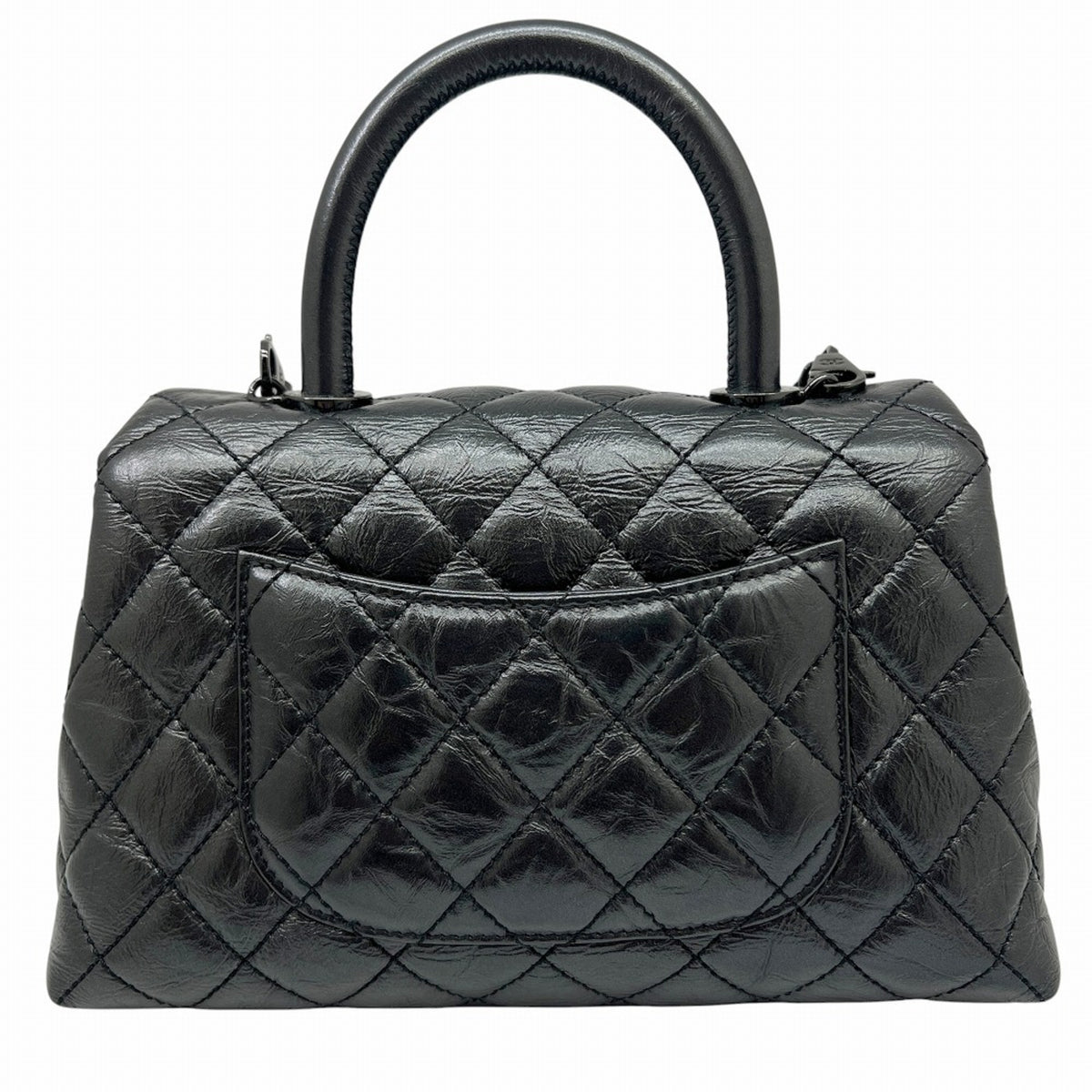 Chanel Metallic Gray Leather Handbag Shoulder Bag (Pre-Owned)
