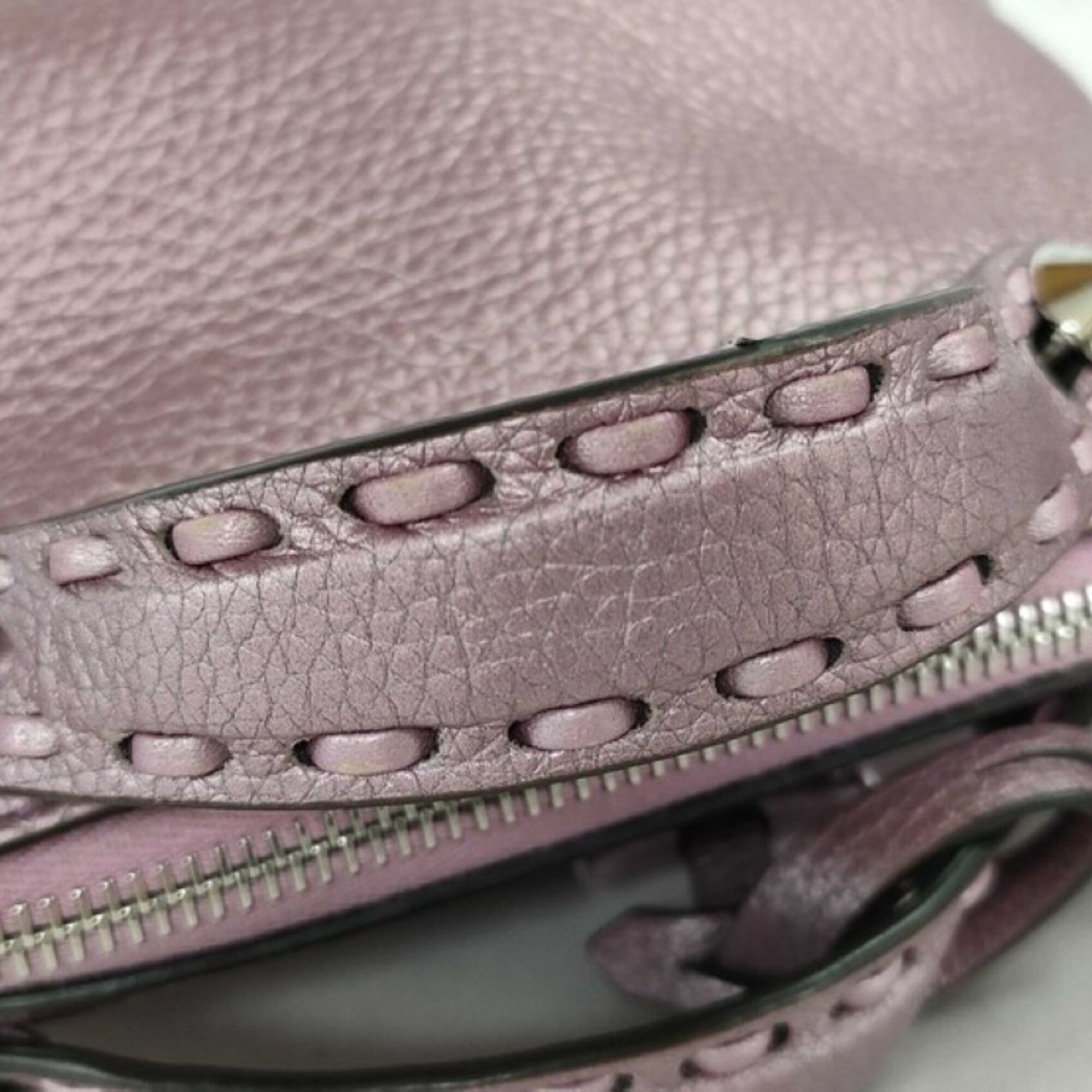 Fendi Metallic Purple Leather Handbag Shoulder Bag (Pre-Owned)