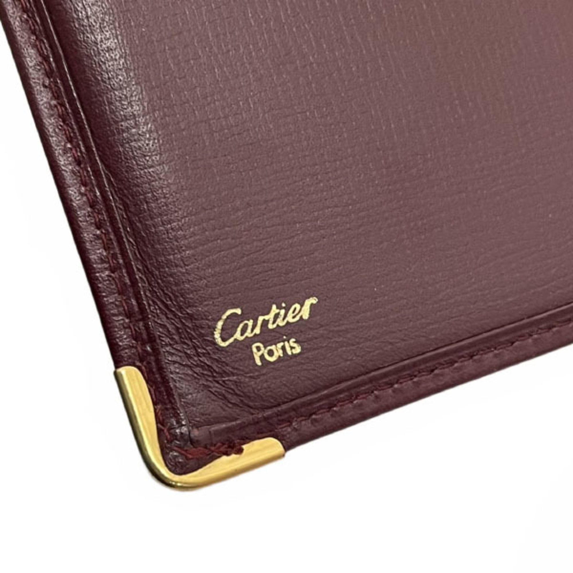 Cartier Must Bordeaux Leather Long Bill Wallet (Bi-Fold) (Pre-Owned)