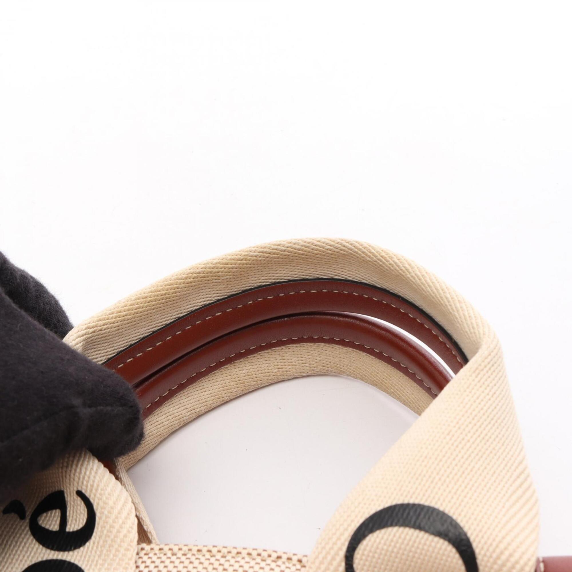 Chloé Beige Brown Canvas Leather Handbag Tote Bag (Pre-Owned)