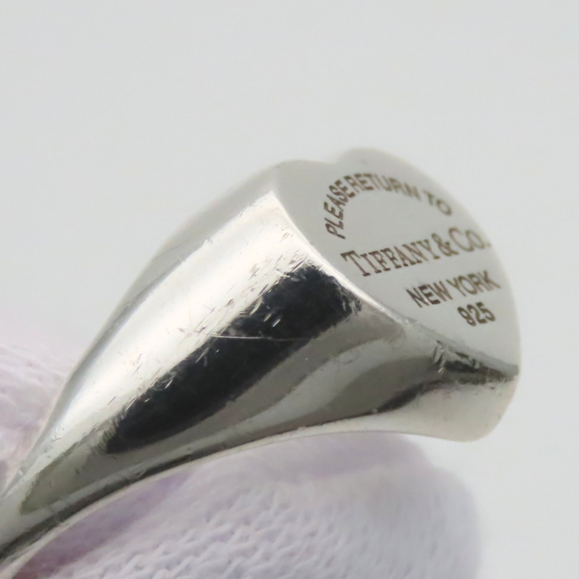 Tiffany Heart Silver Silver 925 Band Ring (Pre-Owned)