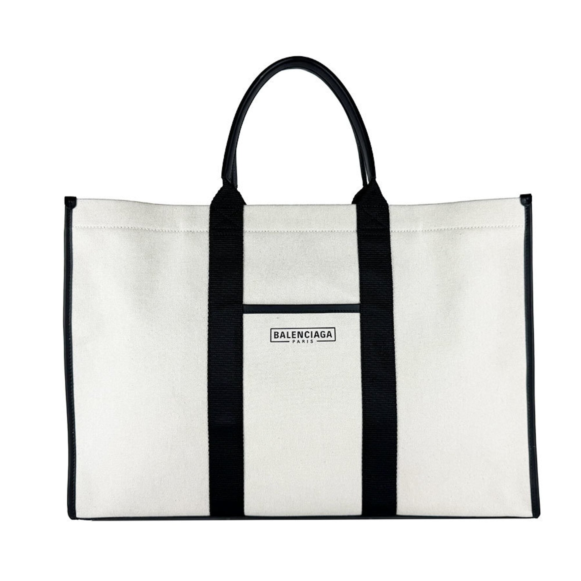 Balenciaga Black Ivory Canvas Leather Handbag (Pre-Owned)