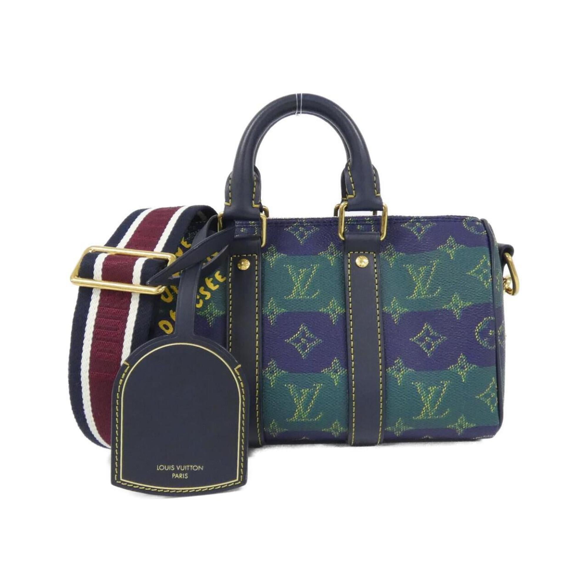 Louis Vuitton Blue Coated Canvas Boston Bag (Pre-Owned)